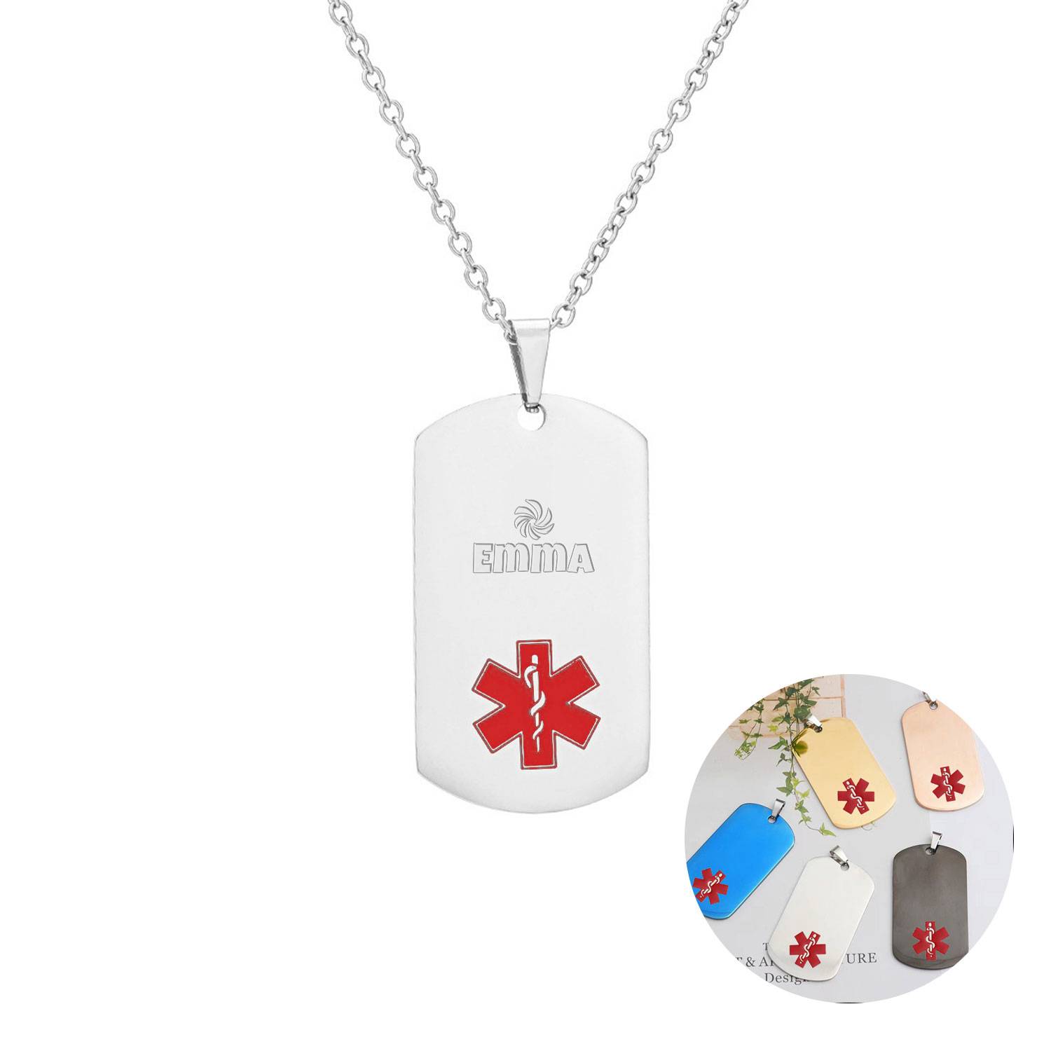 Snake staff square pendant necklace