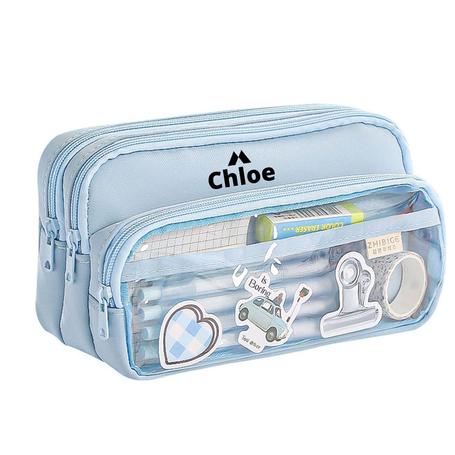 Transparent simple large capacity pencil case