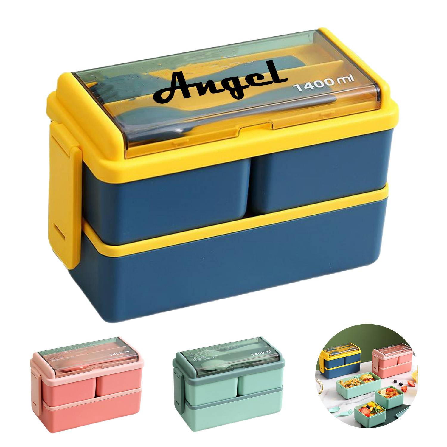 Fashionable double-layer plastic lunch box