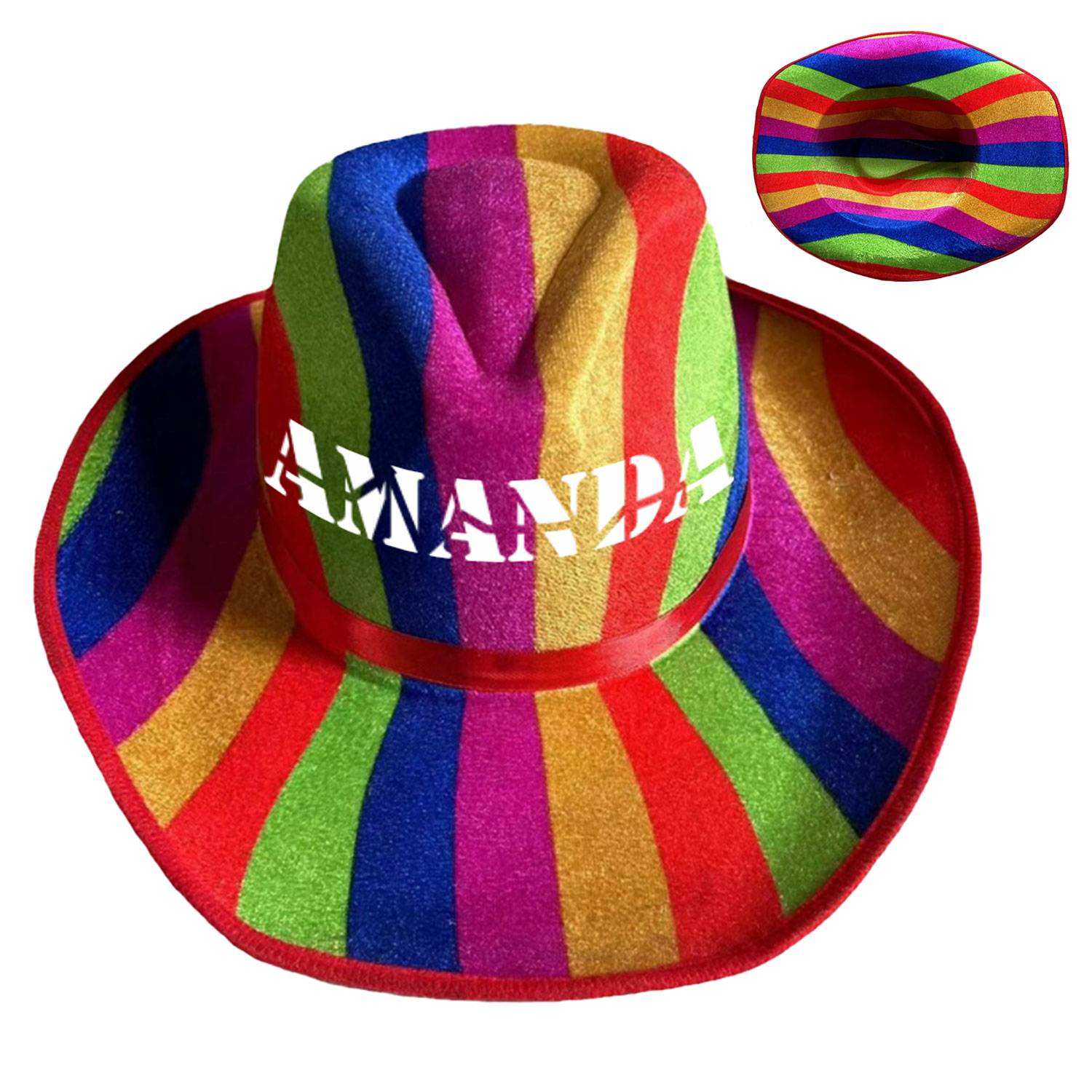 Felt Wide Brim Rainbow Hat