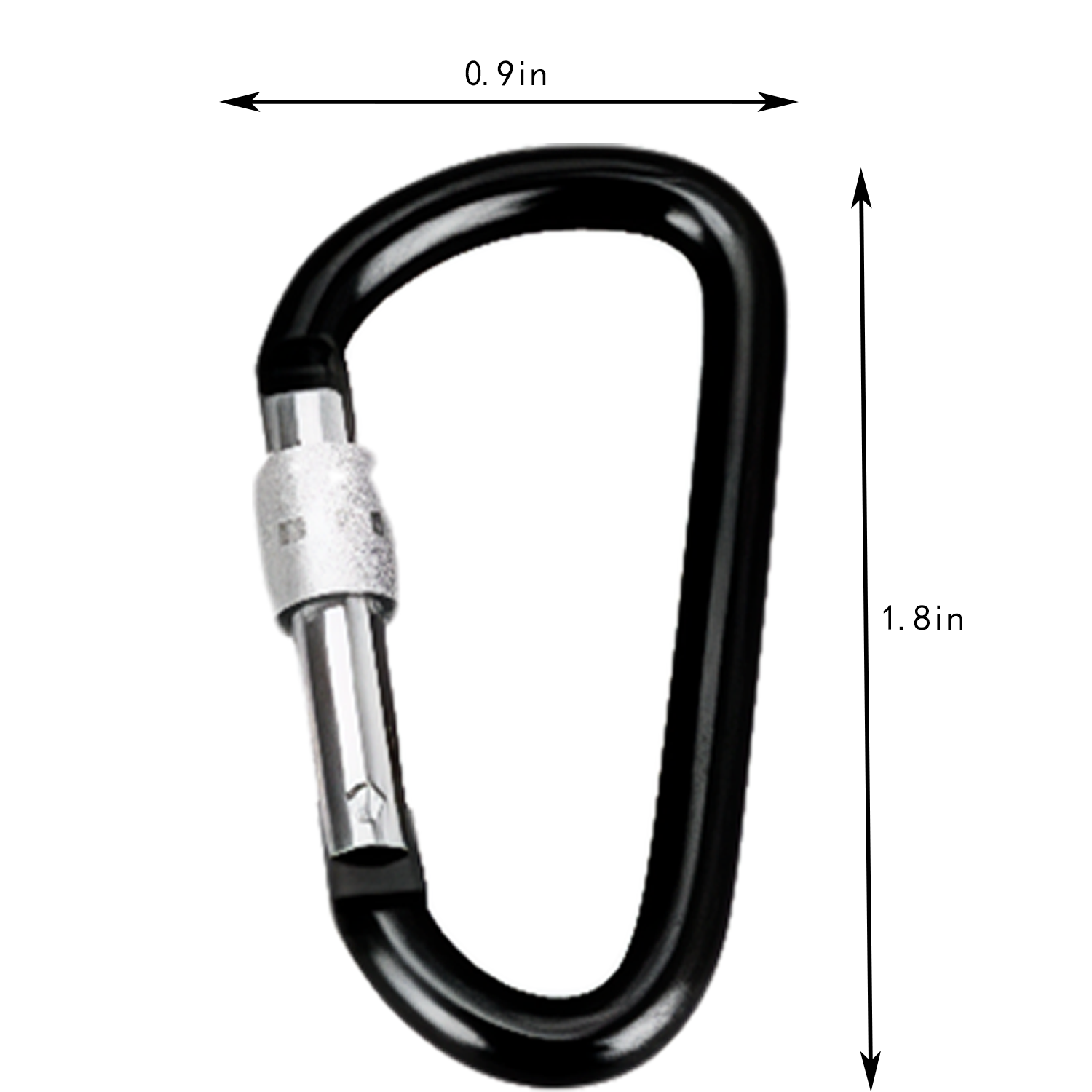 Aluminum D Shape Carabiner w/ Screw Lock - Image 4