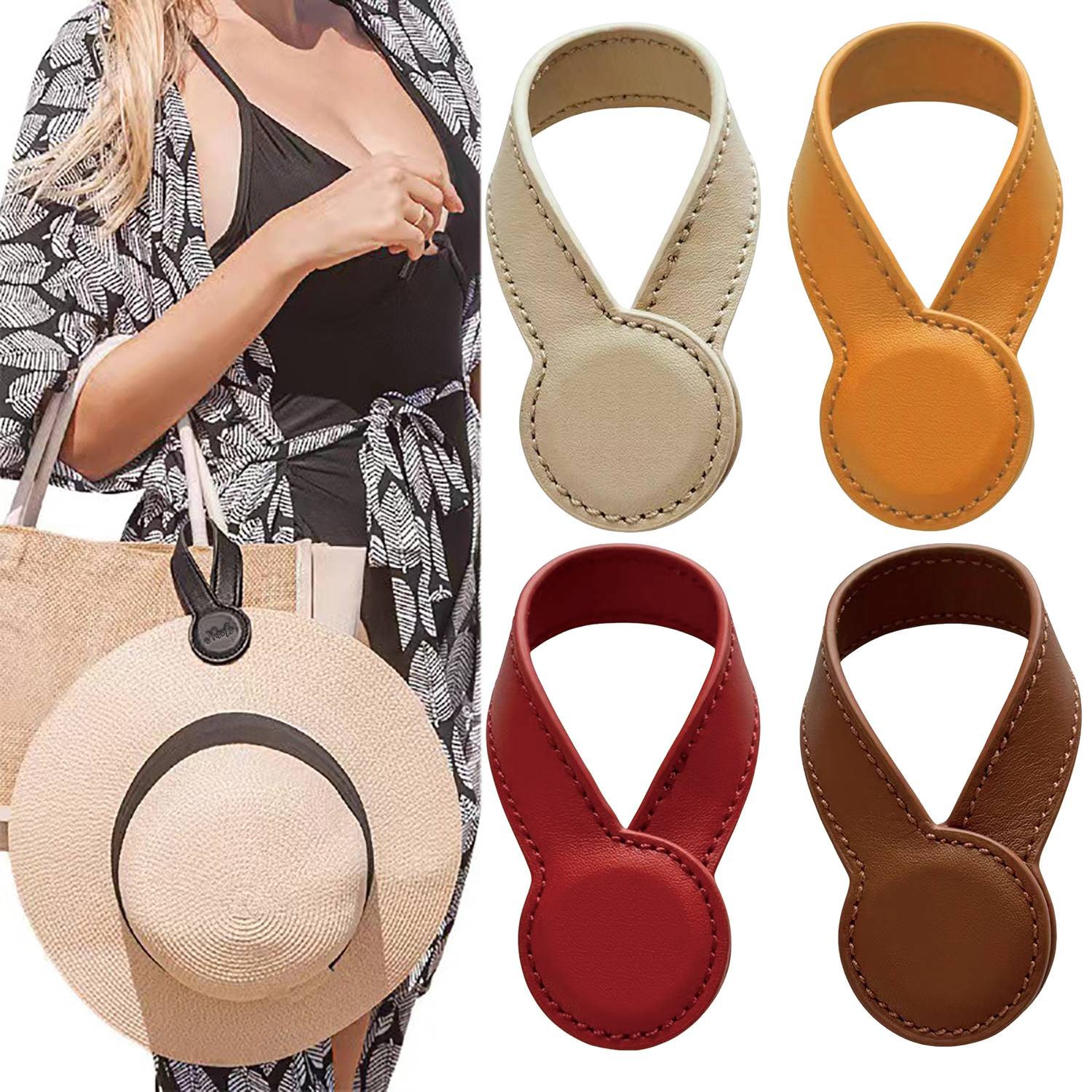 Stylish Portable Magnetic Pu Leather Hat Clip