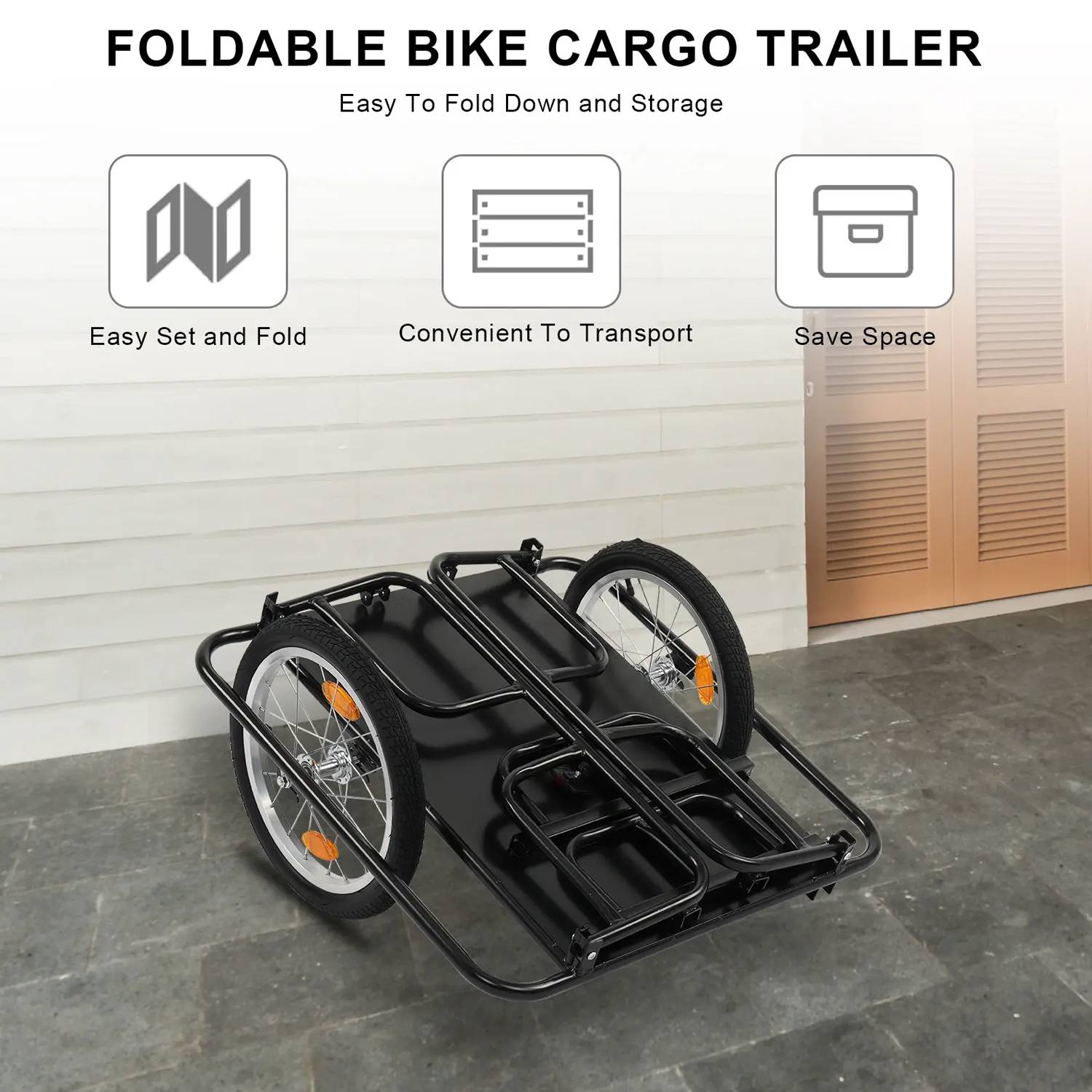Foldable Bike Cargo Trailer w/ Large Capacity Steel Frame - Image 5