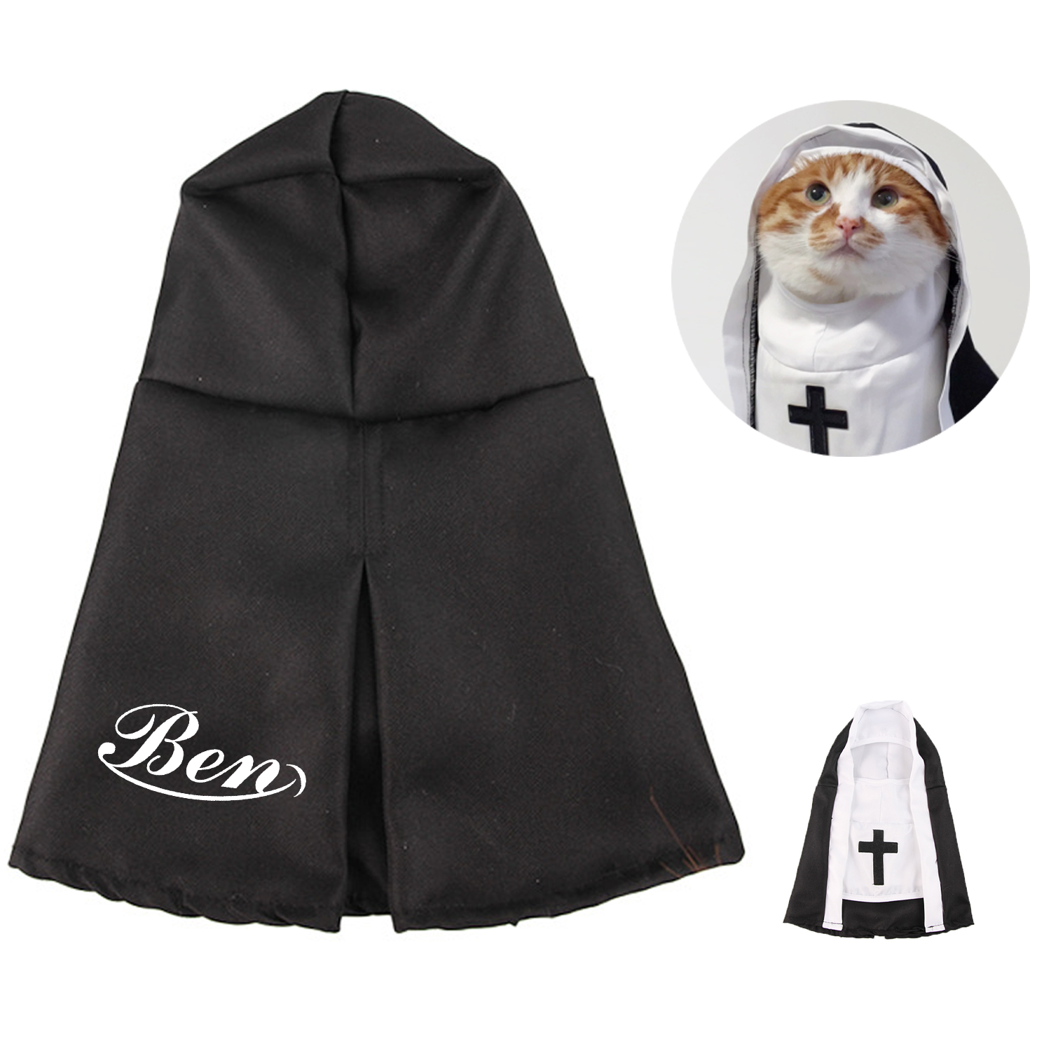 Funny Nun Costume for Pets – Cotton Halloween Outfit