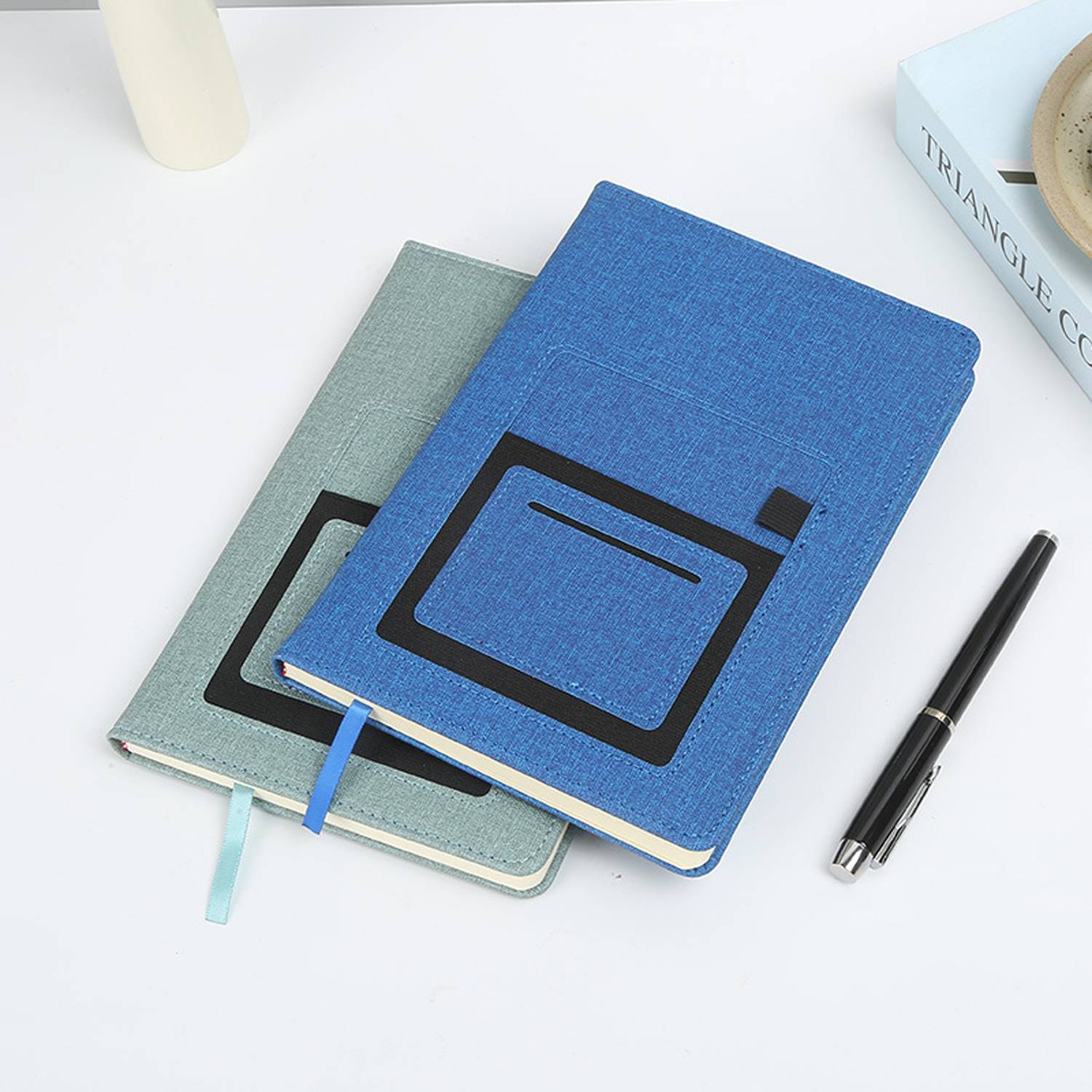 A5 Commercial Leather Cover Notebook With Pocket - Image 5