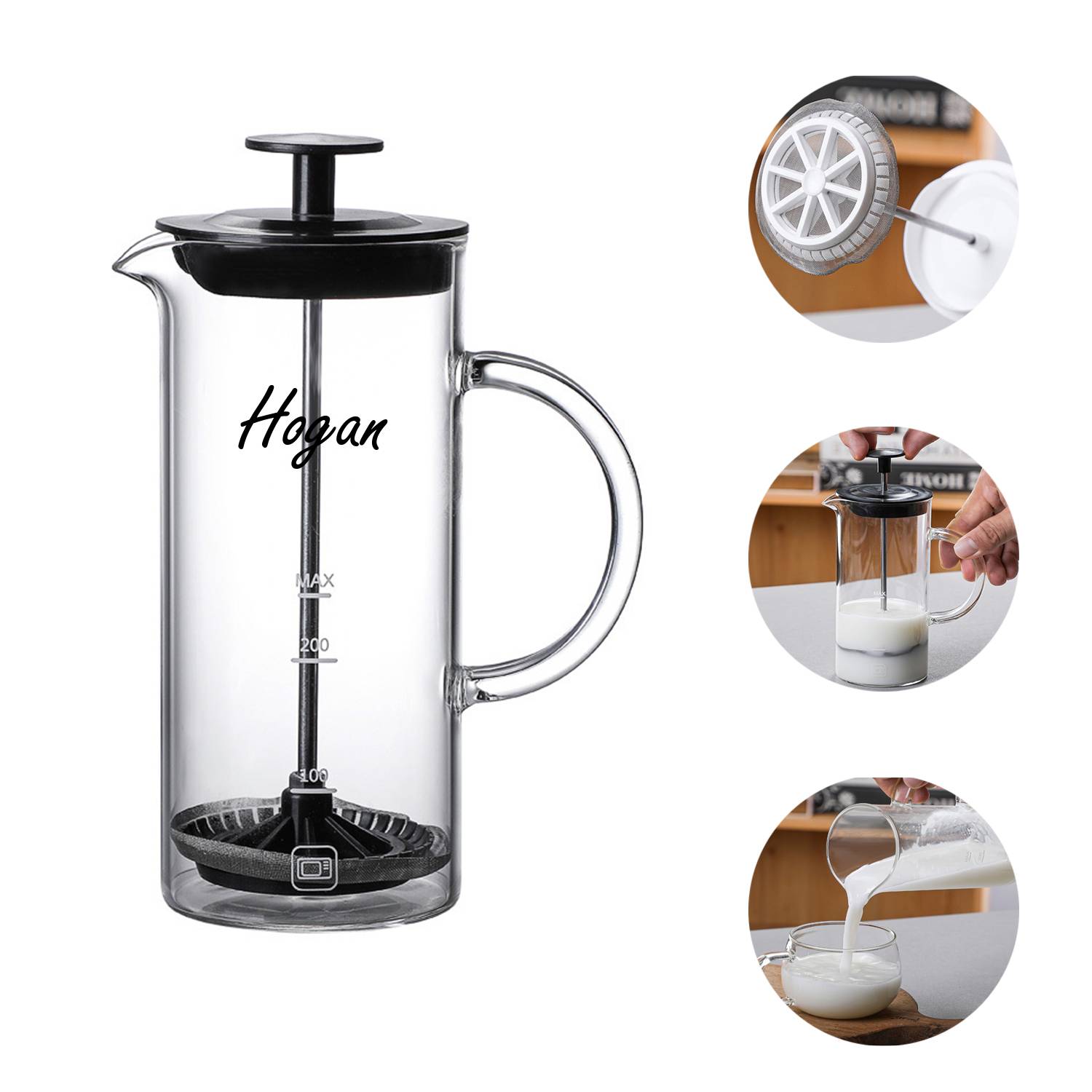 Milk Fryer Manual Glass Coffee Pot