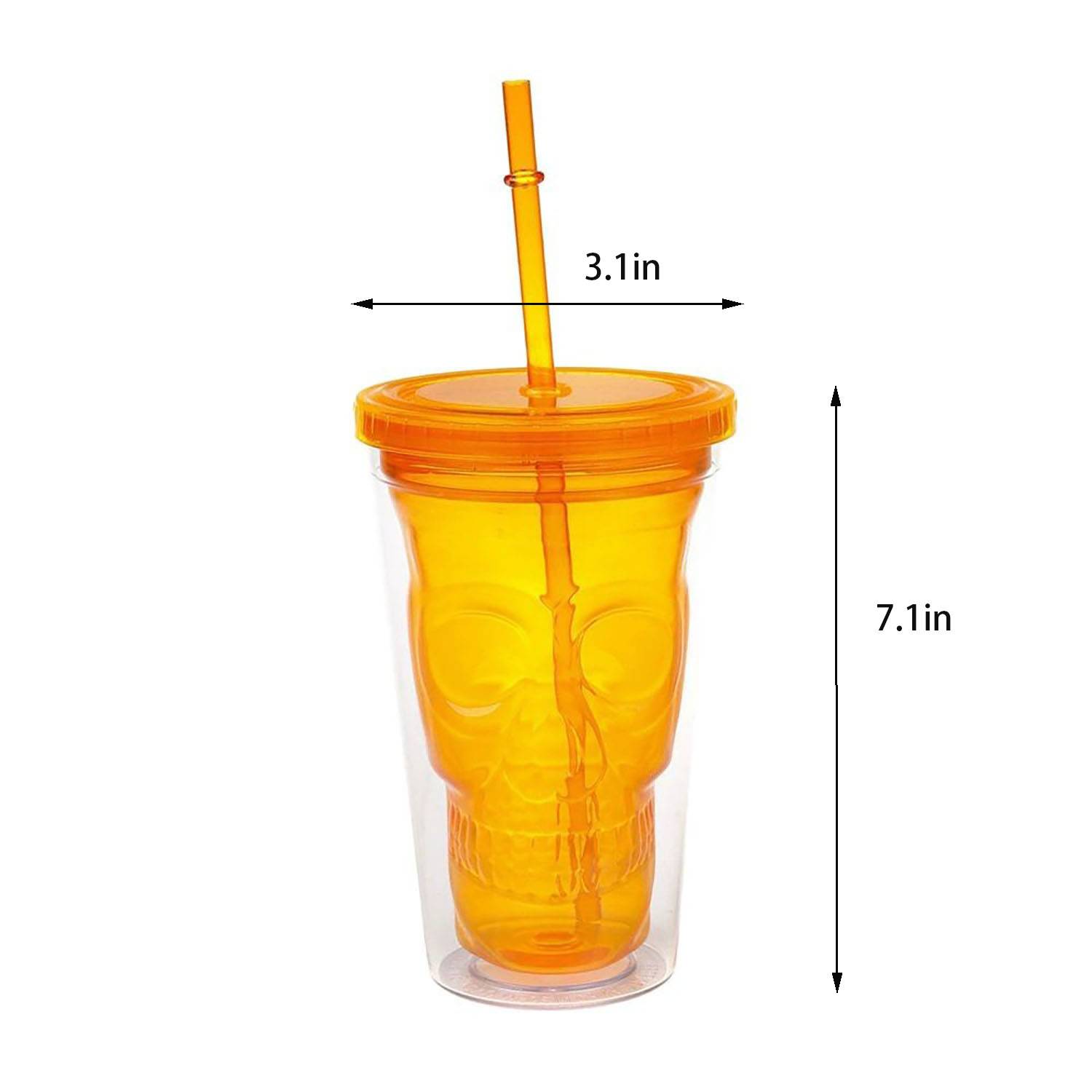 12oz LED Light Up Halloween Skeleton Straw Cup - Image 5