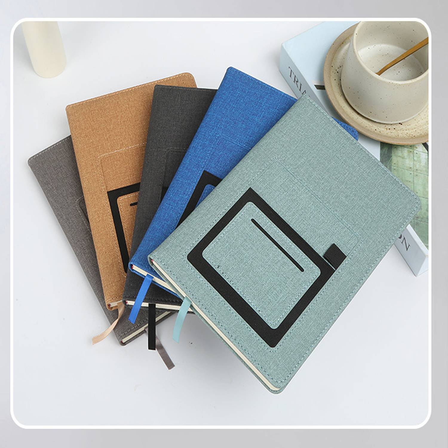 A5 Commercial Leather Cover Notebook With Pocket - Image 4