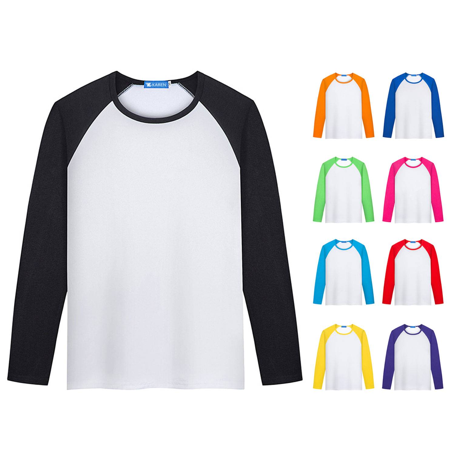 Modal Long Sleeve Colorblock Crew Neck Shirt