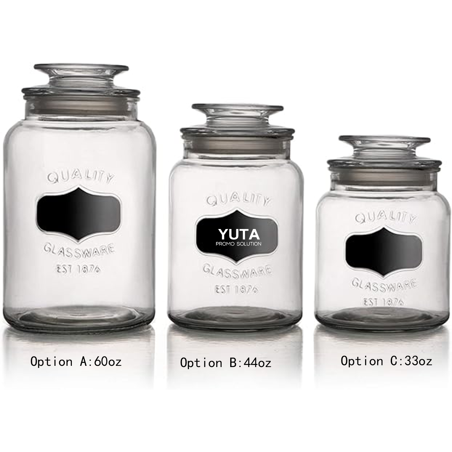 33/44/60oz Airtight Glass Storage Jar w/ Lid