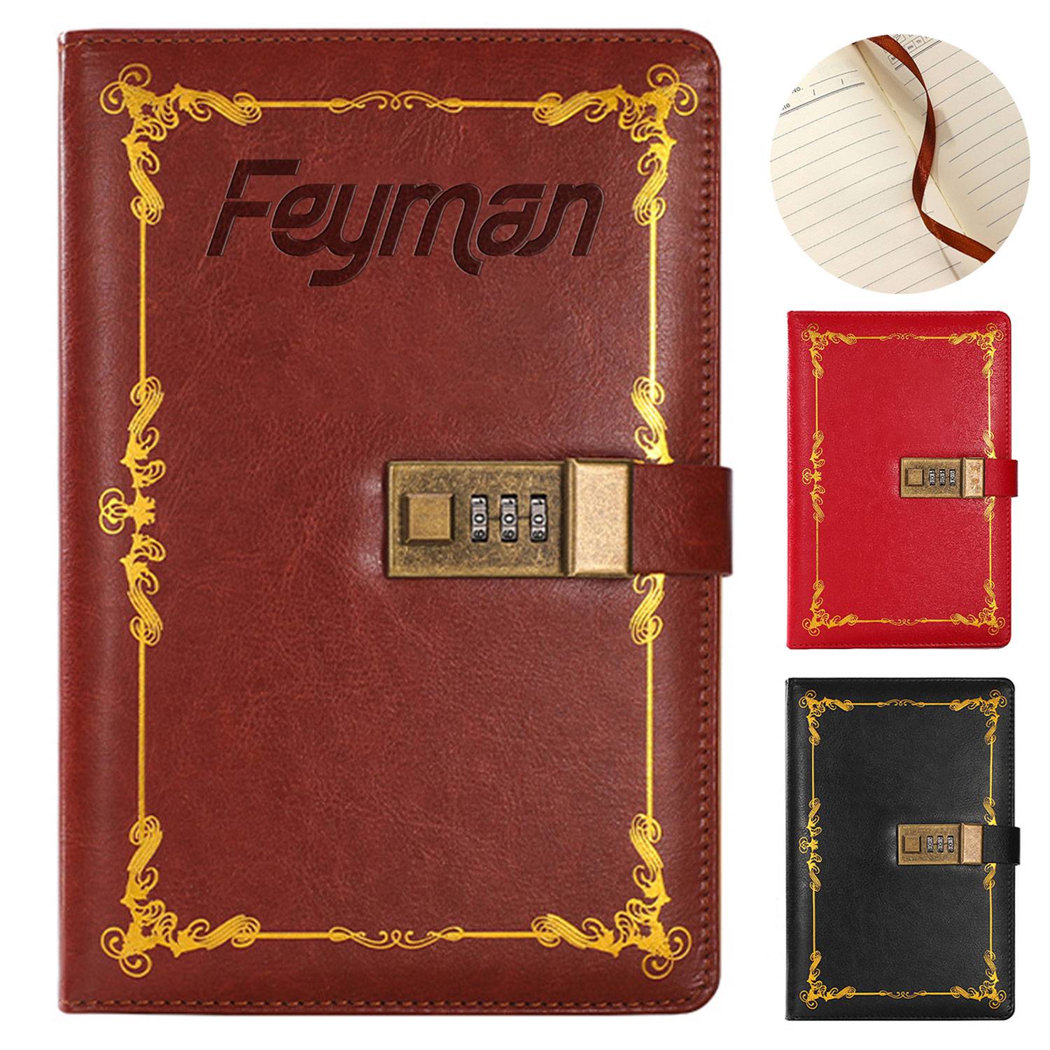 A5 Retro PU Leather Combination Lock Notebooks