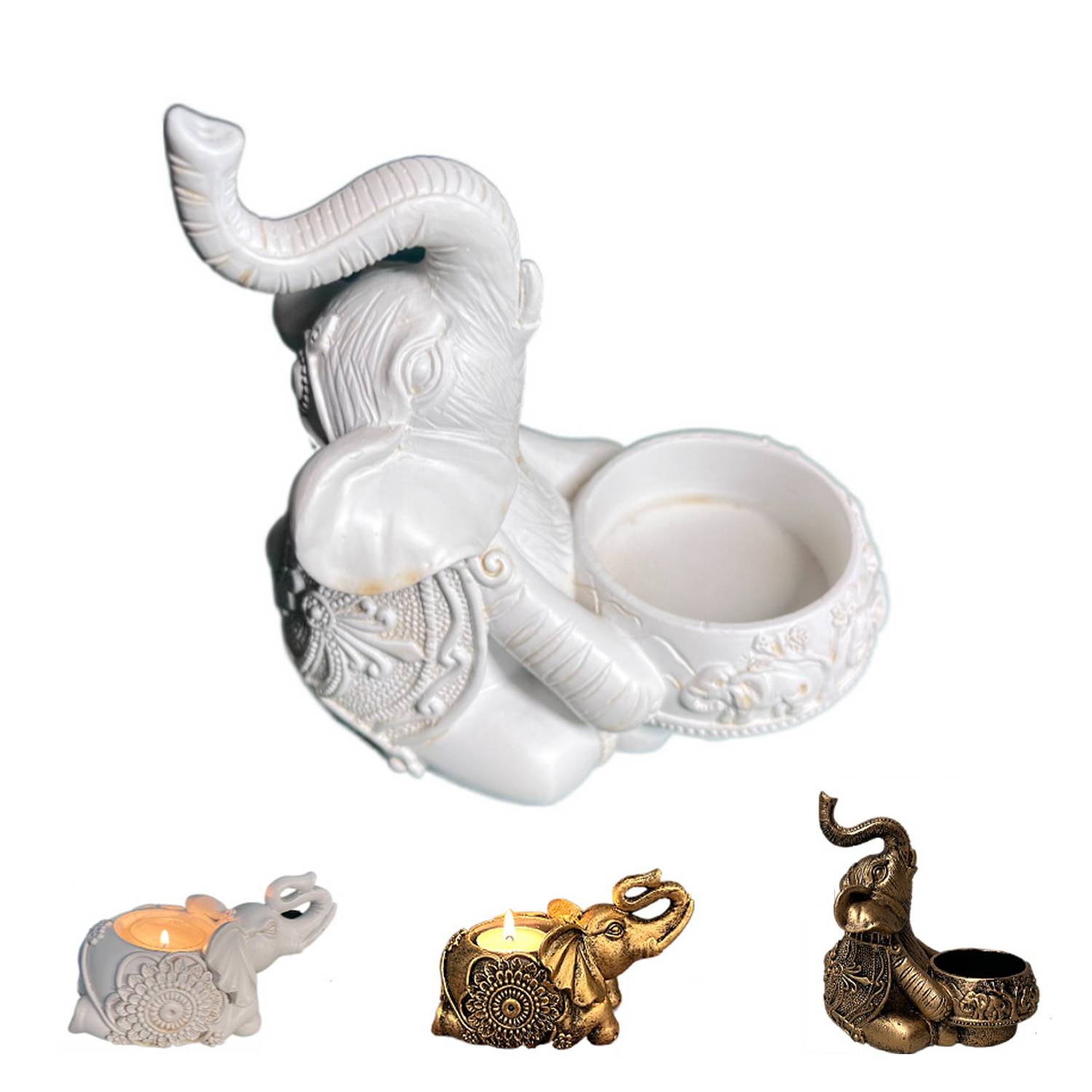 Exquisite Resin Elephant Candle Holder
