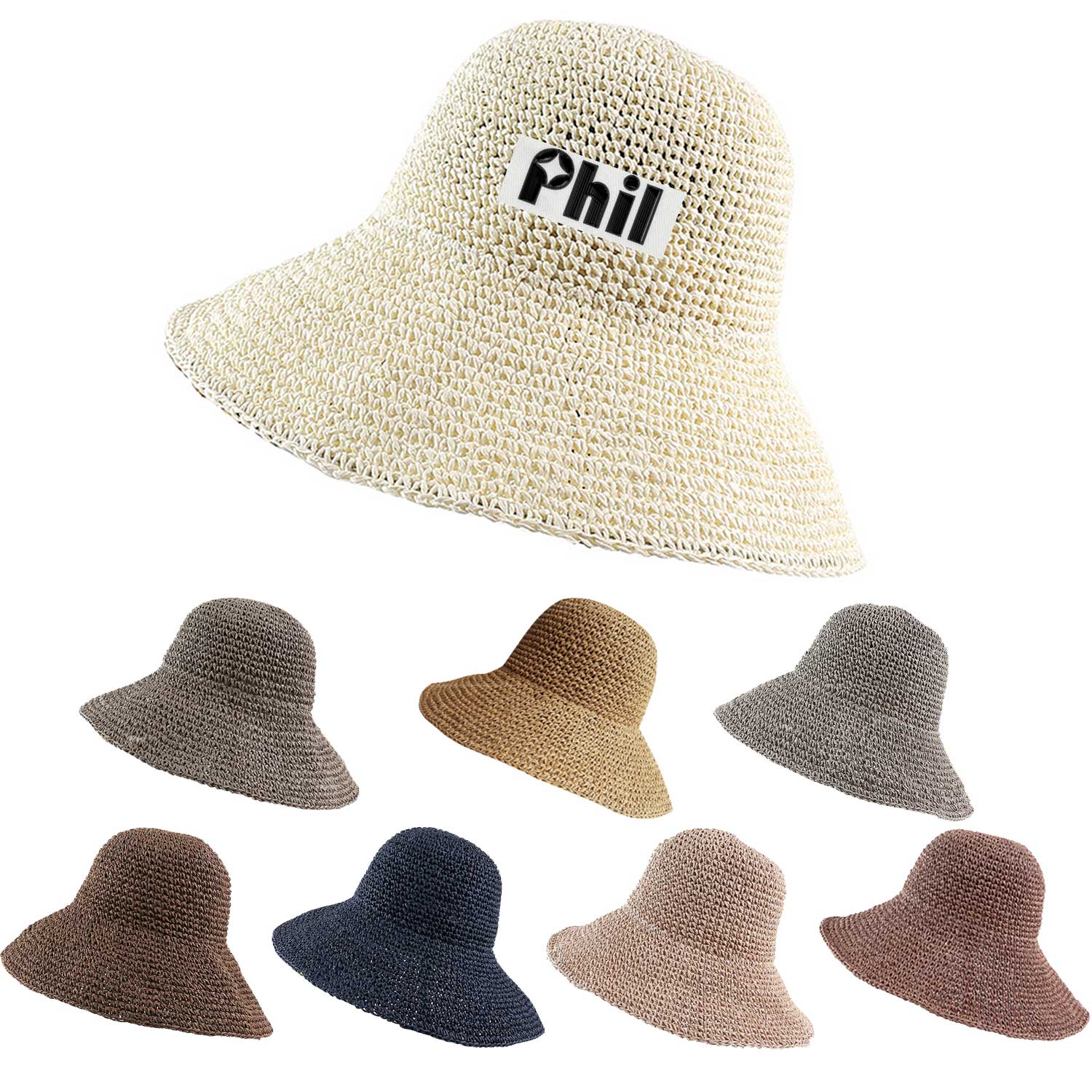 Wide Brim Crochet Foldable Fisherman Vacation Hat for Women