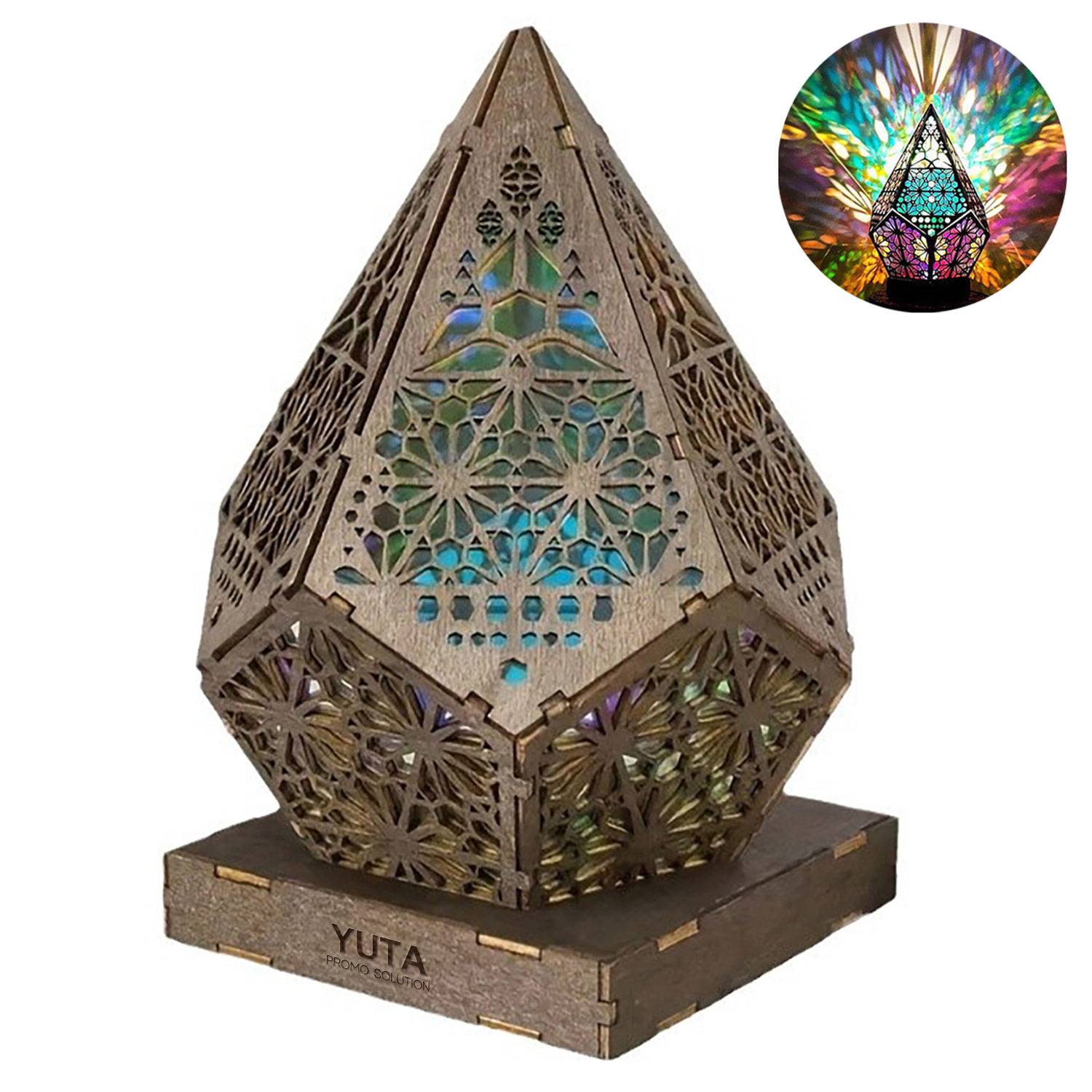 Rechargeable Diamond Design Wooden Starry Light