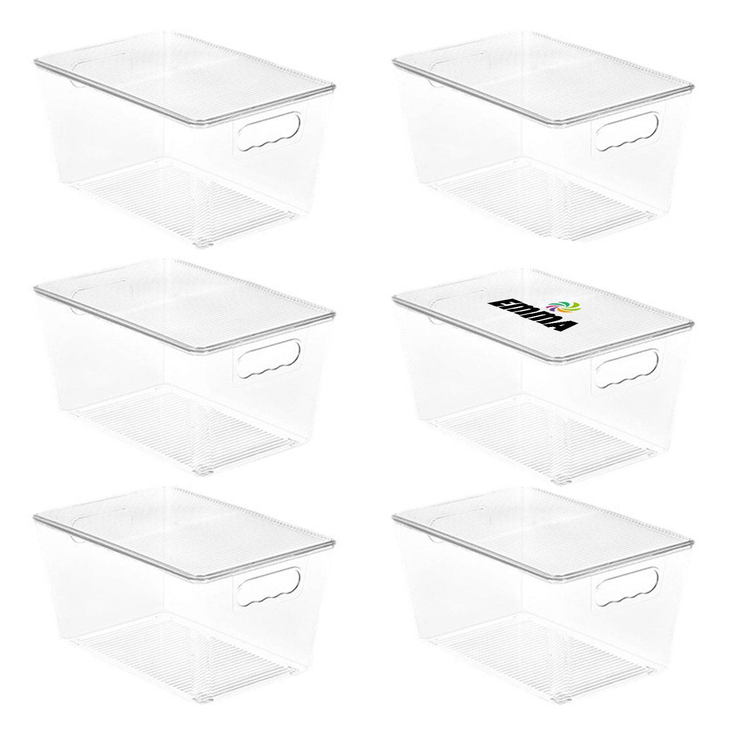 6-pack Clear Stackable Organizers and Storage Bins w/ Lids