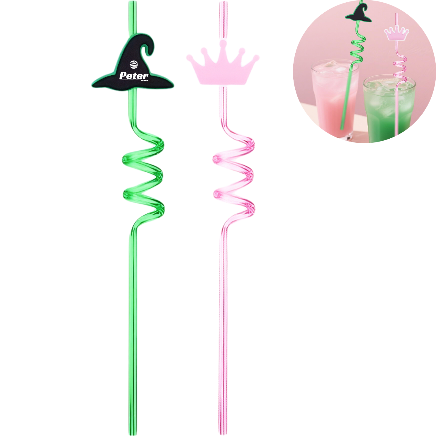 Plastic Reusable Spiral Witch Drinking Straws