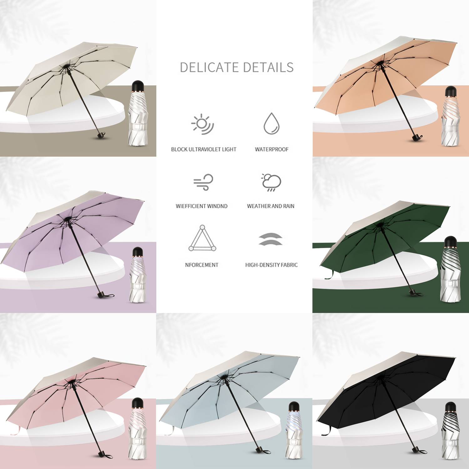 Mini Titanium Silver Coating Sunscreen Umbrella - Image 3
