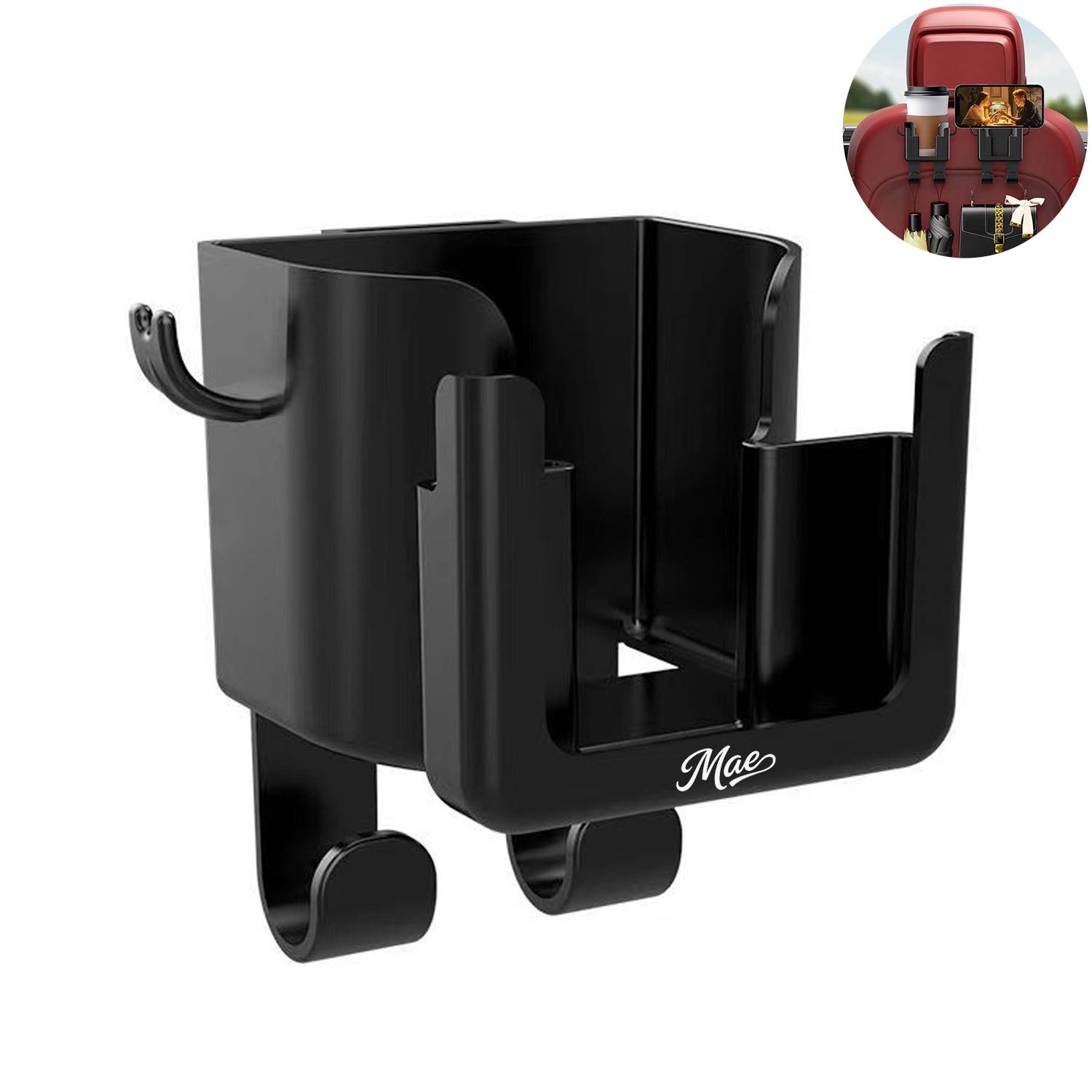 Car Back Seat Phone Stand Cup Holder w/ Hook