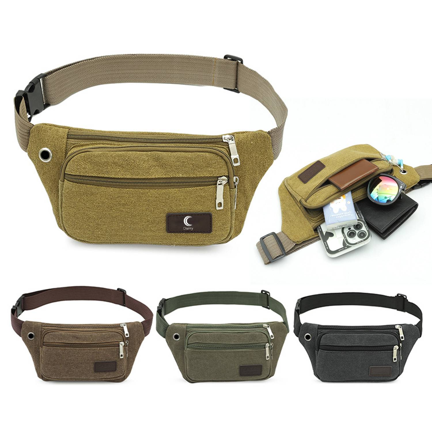 Unisex Canvas Crossbody Fanny Pack