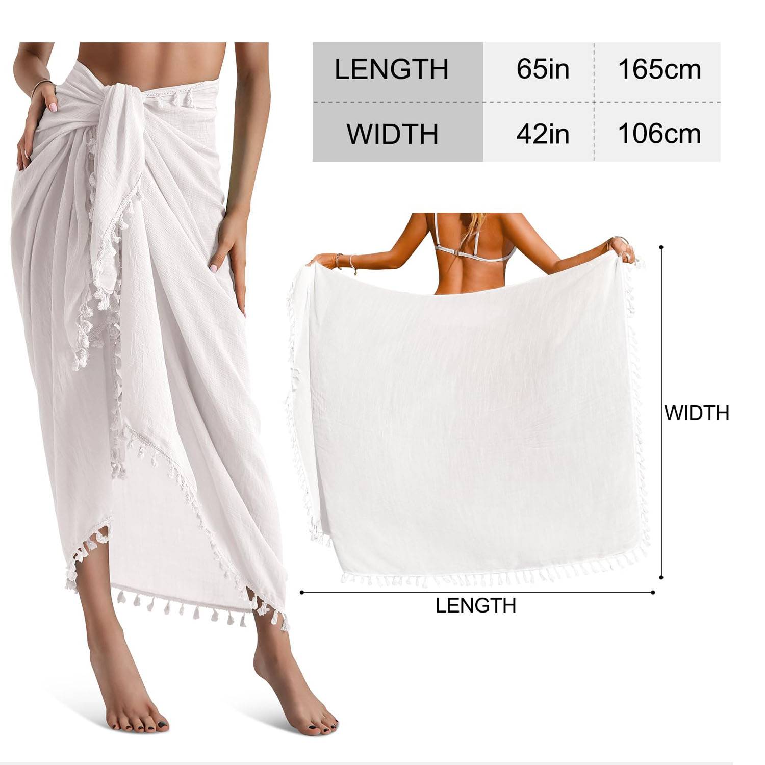 Women's Swimwear Beach Sarong Cover Up w/ Tassel - Image 8