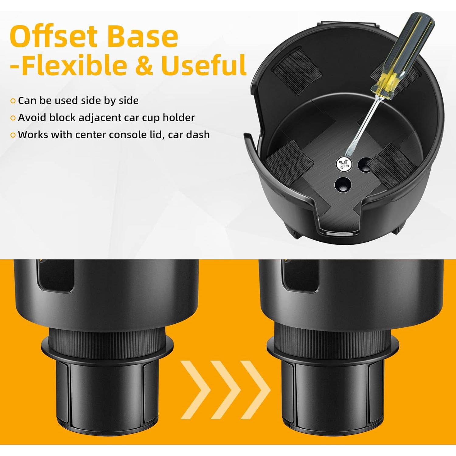 2 in 1 ABS Car Cup Holder Expander w/ Phone Mount - Image 8