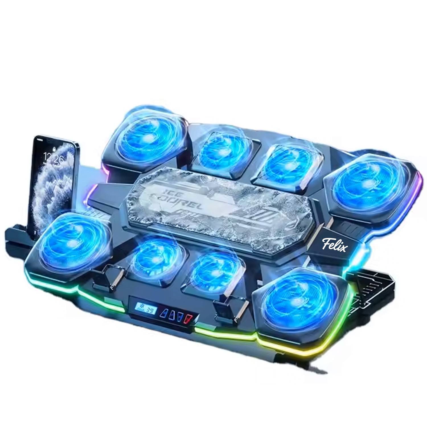 Silent RGB Laptop Cooler Aluminum & Rapid Cooling Tech