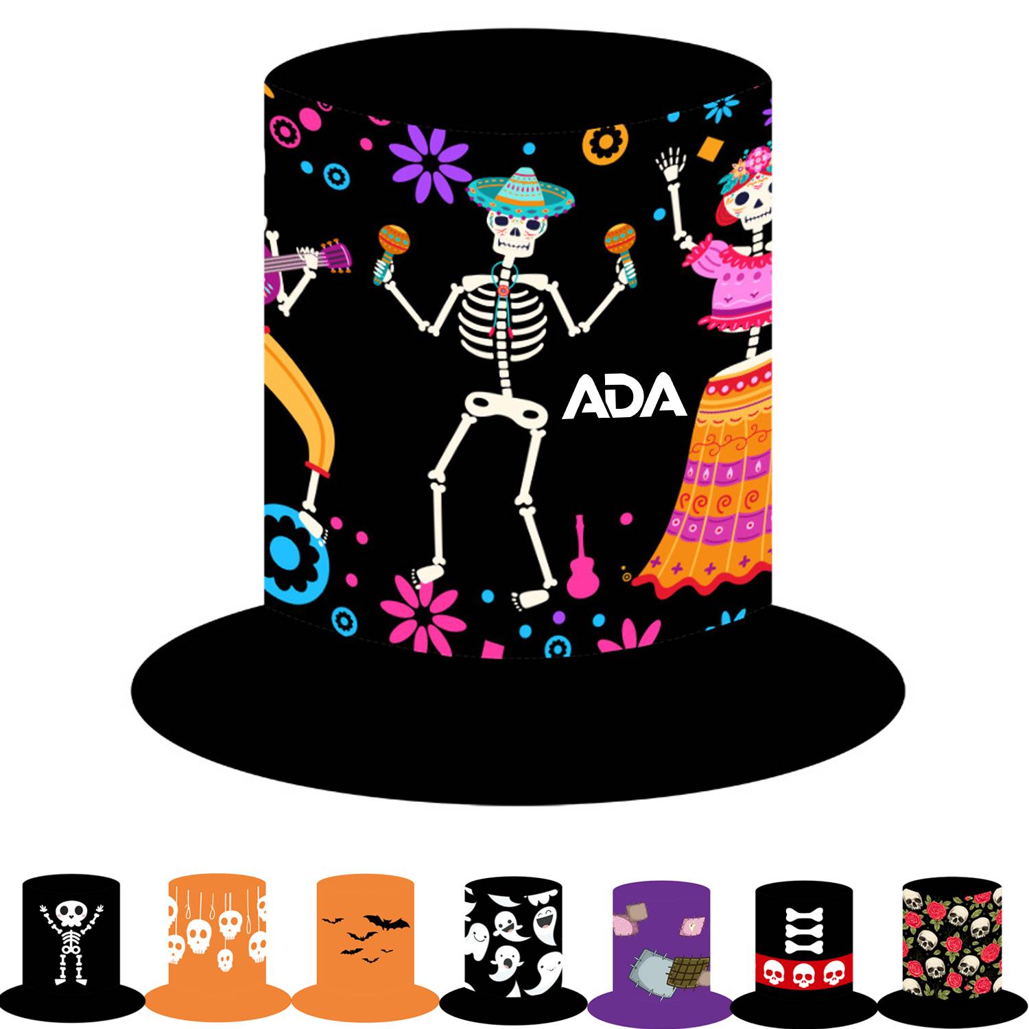 Polyester Halloween Skull Pumpkin Top Hat