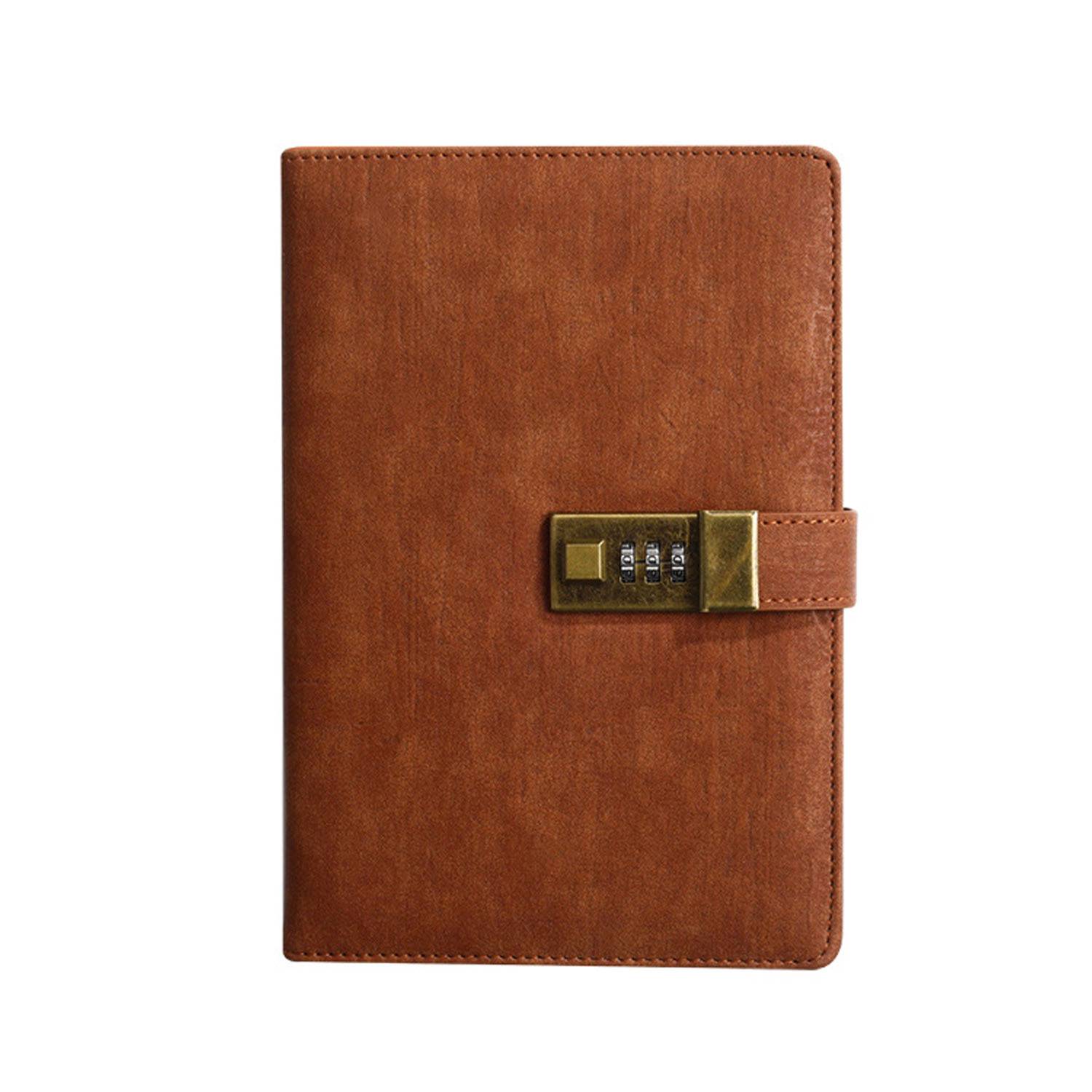 A5 PU Leather Journal Notebook w/ Metal Password Lock - Image 5