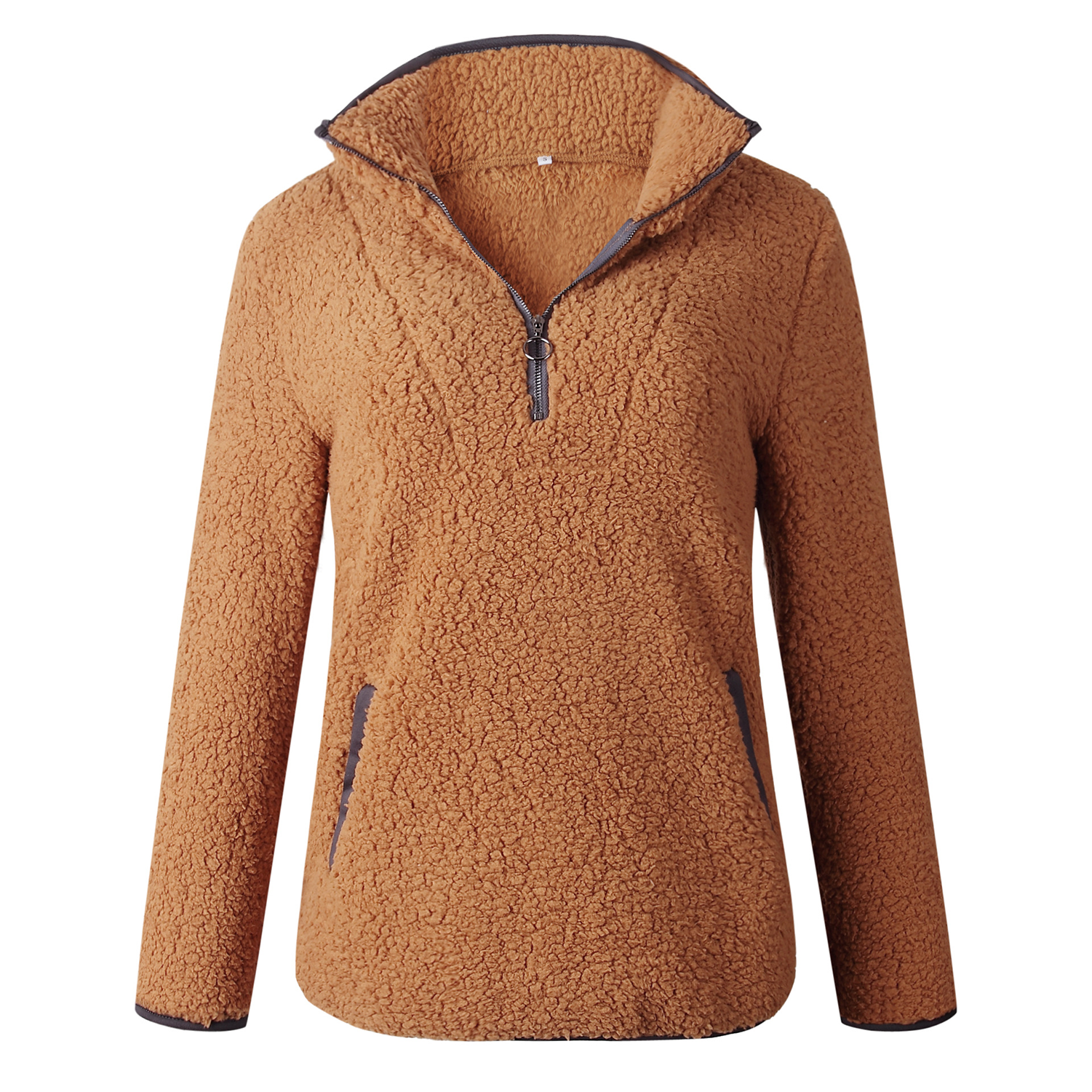 Winter Women's Fuzzy Long Sleeve Zipper Jacket - Image 3