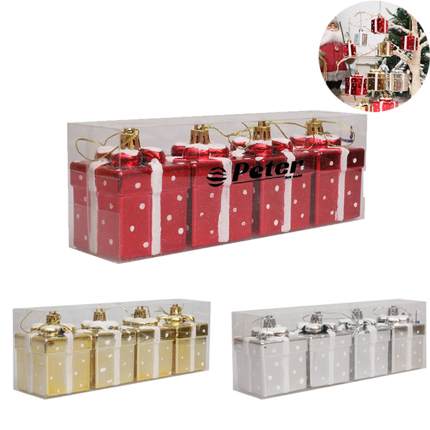 4 Pcs Mini Christmas Tree Ornament Gift Boxes