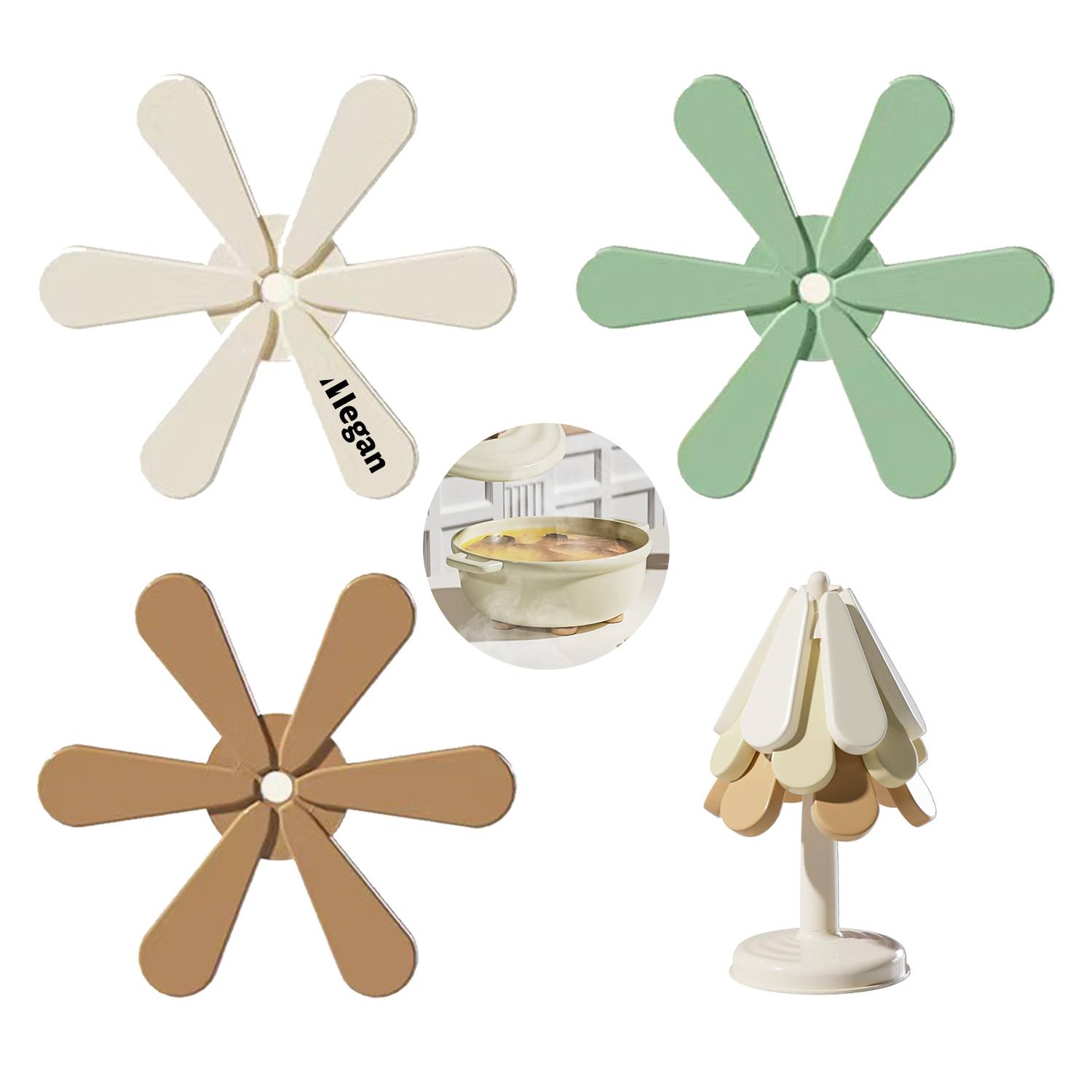 3pcs Foldable Table Mat w/ Round Base