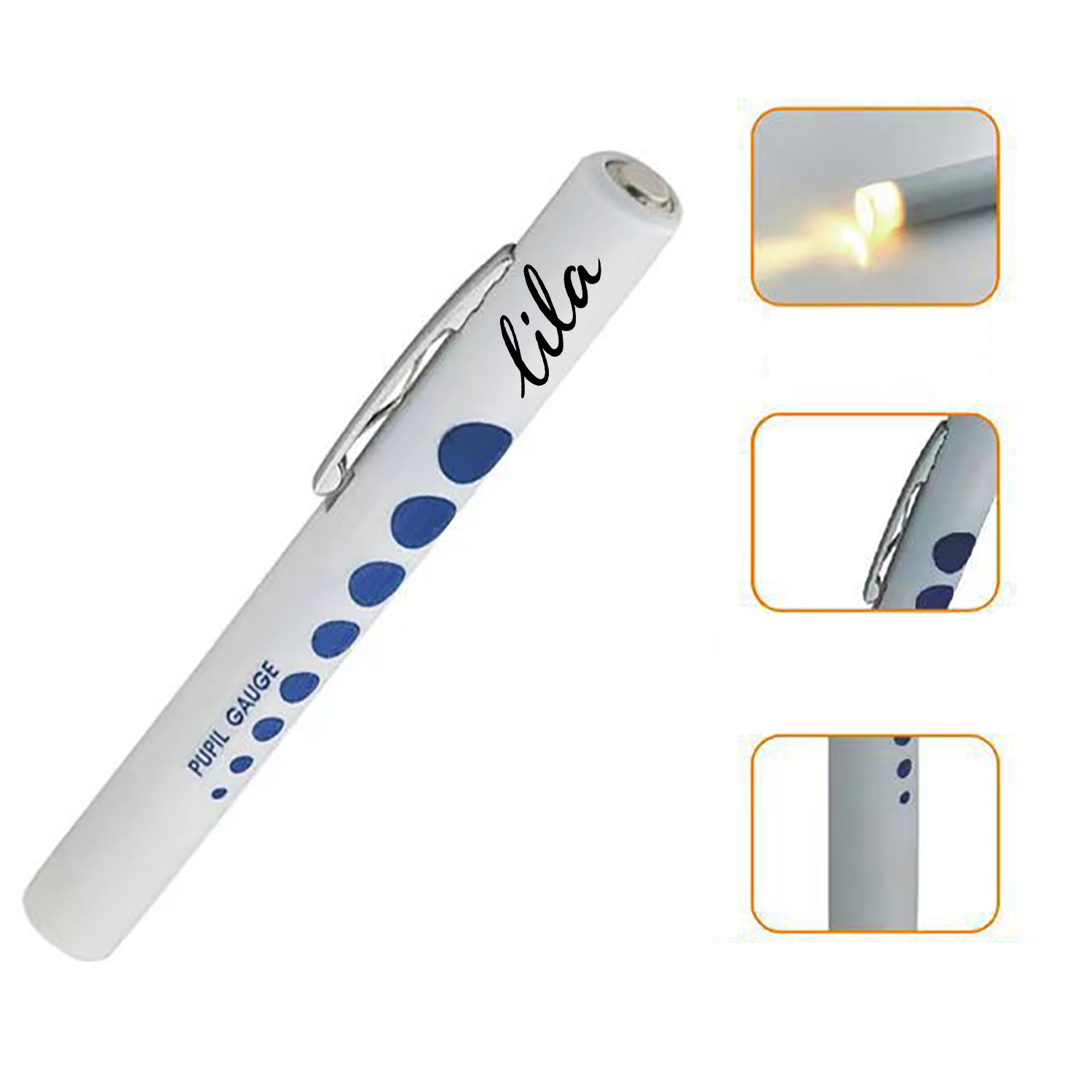 Disposable LED Medical Pen Light w/ Pupil Gauge
