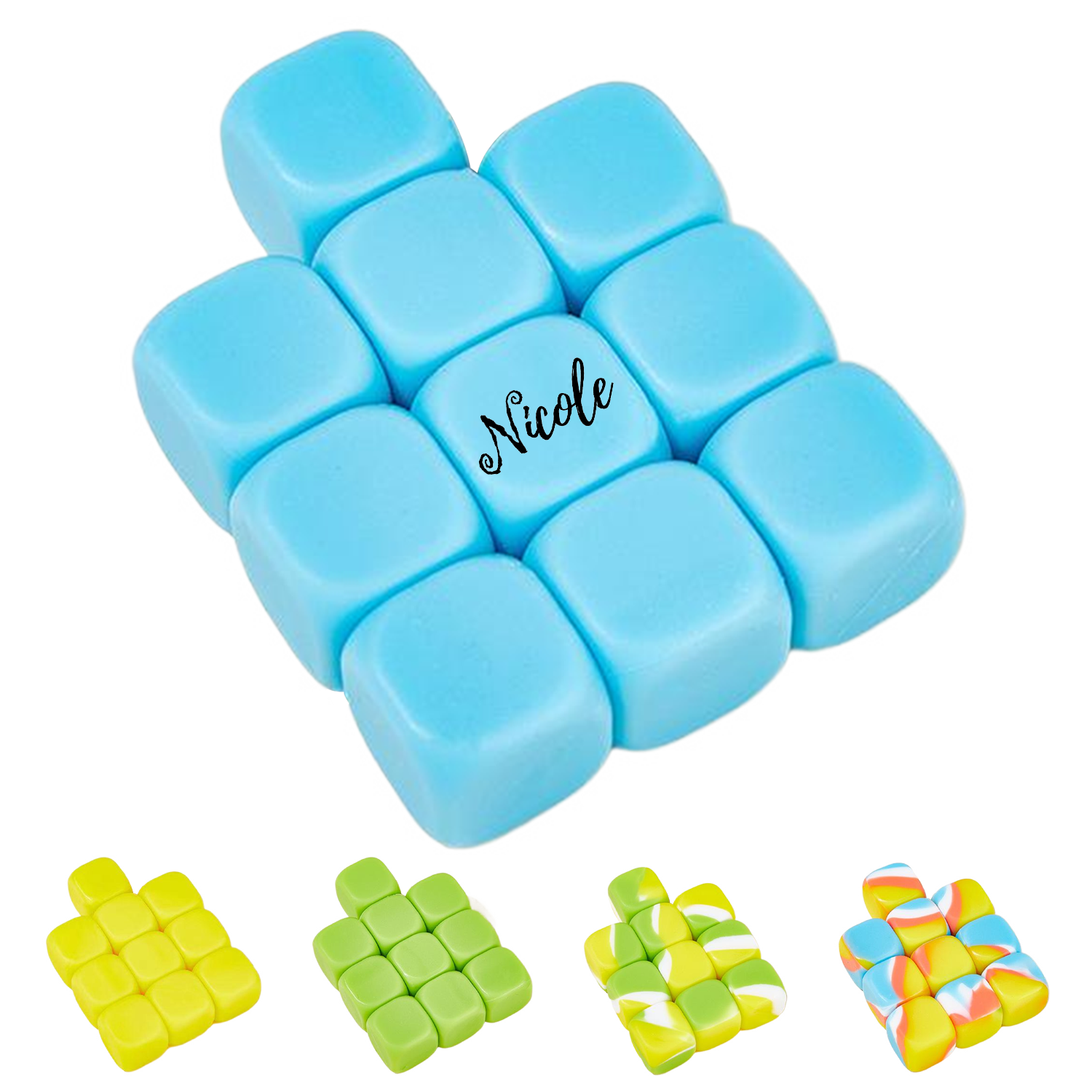 10 Pcs Silicone Stone Catching Dice Game w/ Pouch