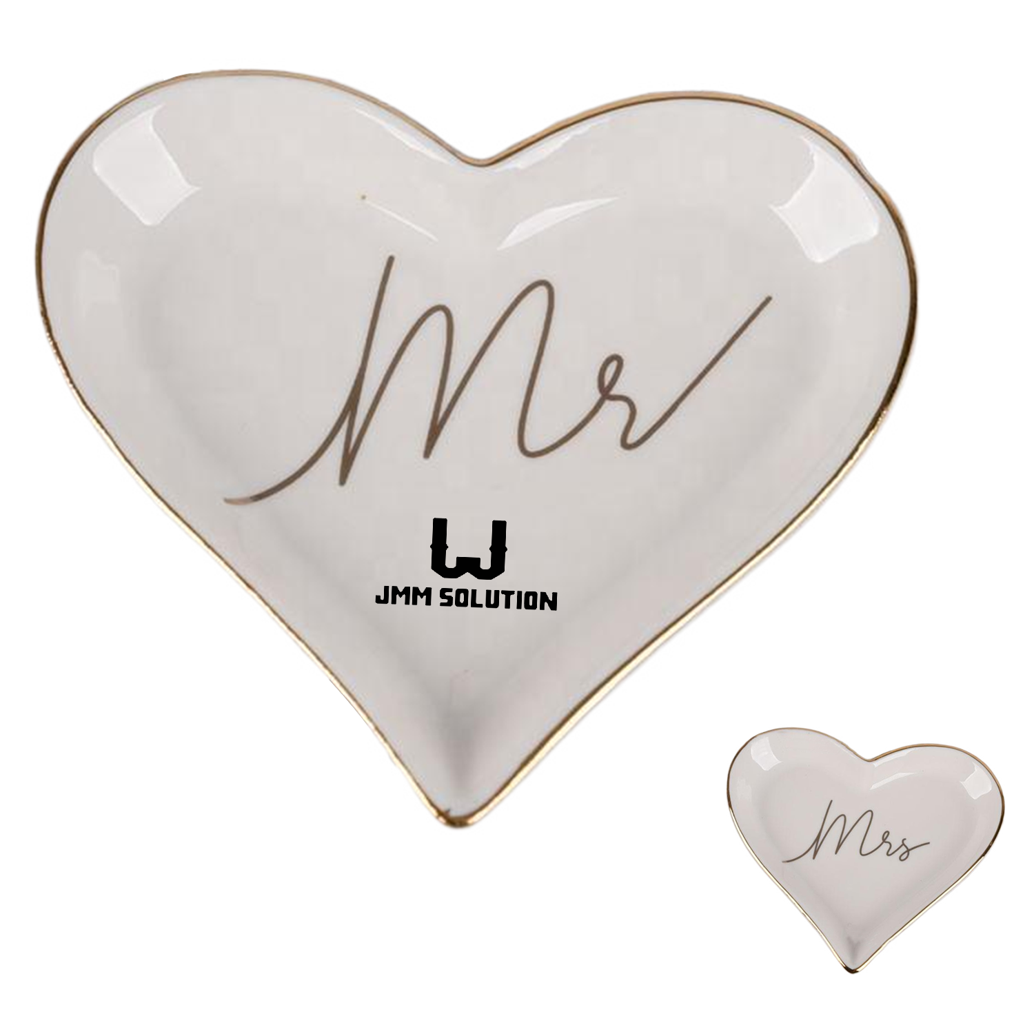 Ceramic Heart Shape Ring Holder Jewelry Tray