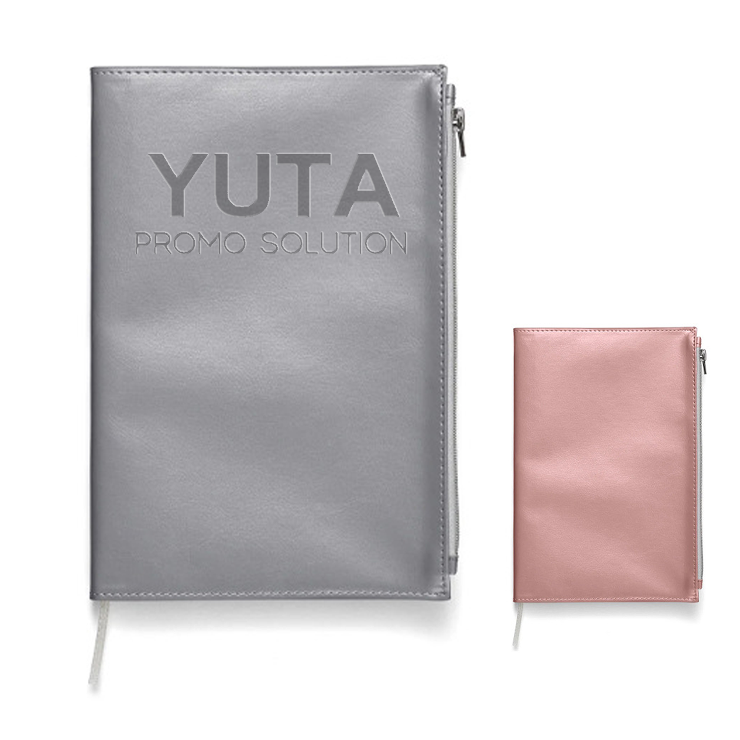 A5 Pearlized PU Leather Notebook w/ Zipper Pocket