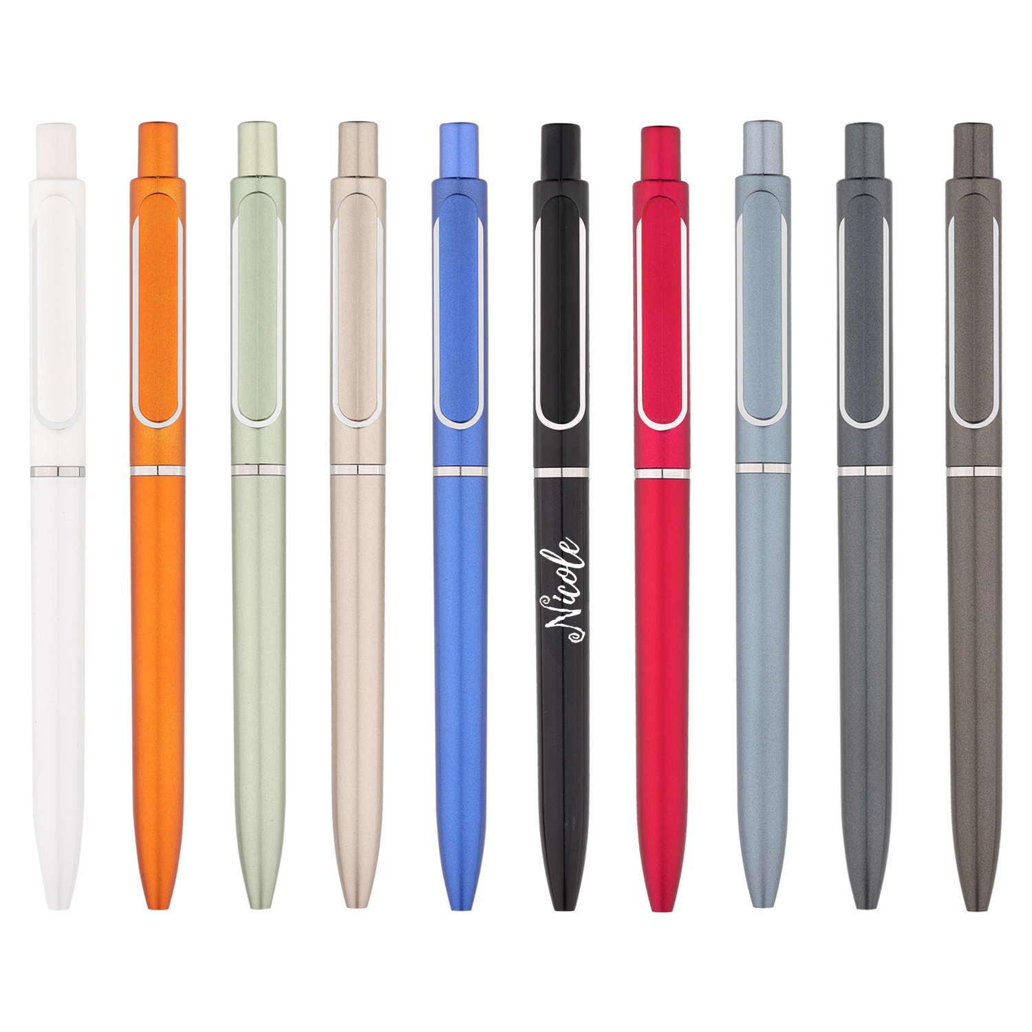 Plastic Metallic Color Retractable Ballpoint Pen