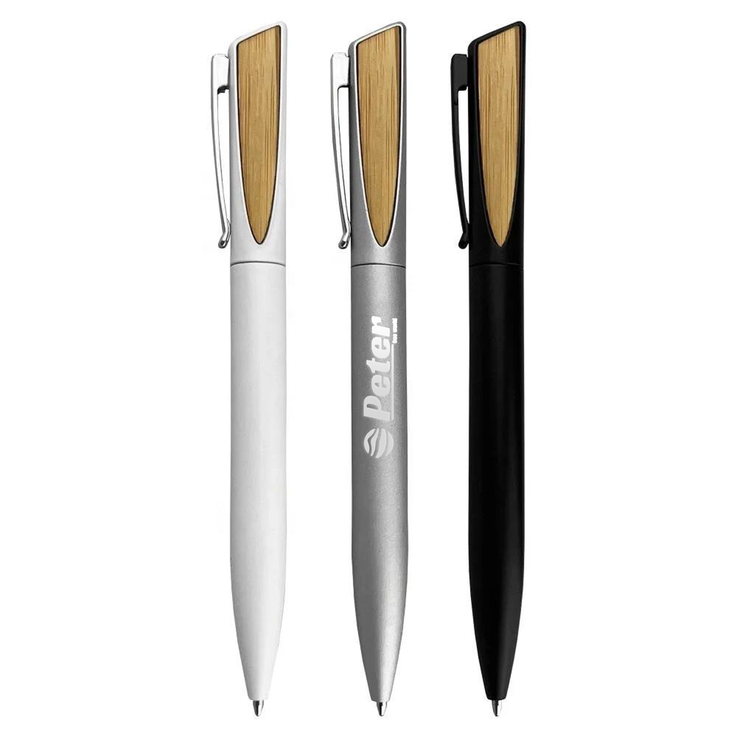 Stainless Steel Bamboo Twist Action Ballpoint Pen