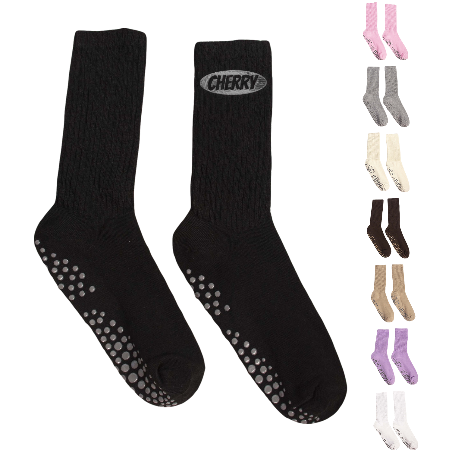 Long Scrunch Knee High Polyester Grip Dot Sock