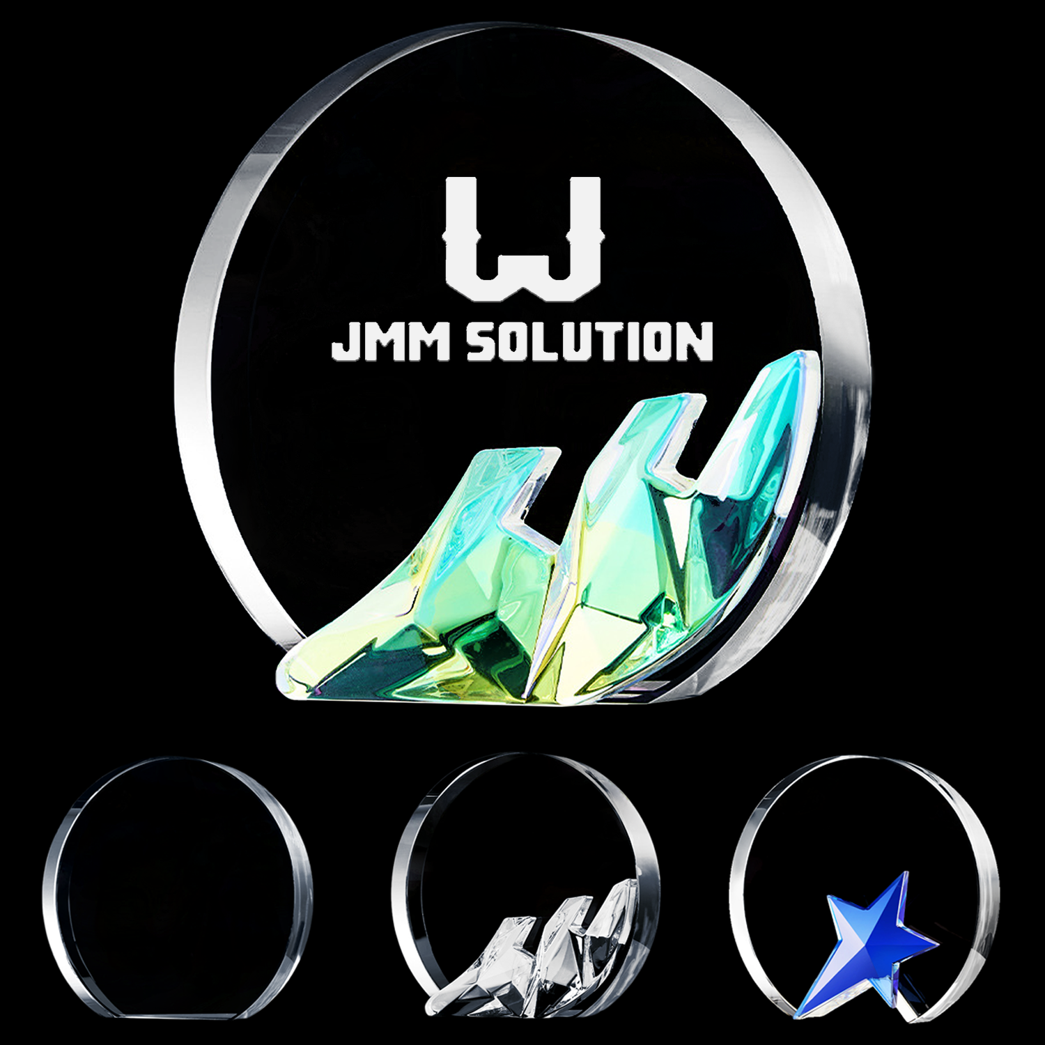 Round Laser Crystal Award Trophy