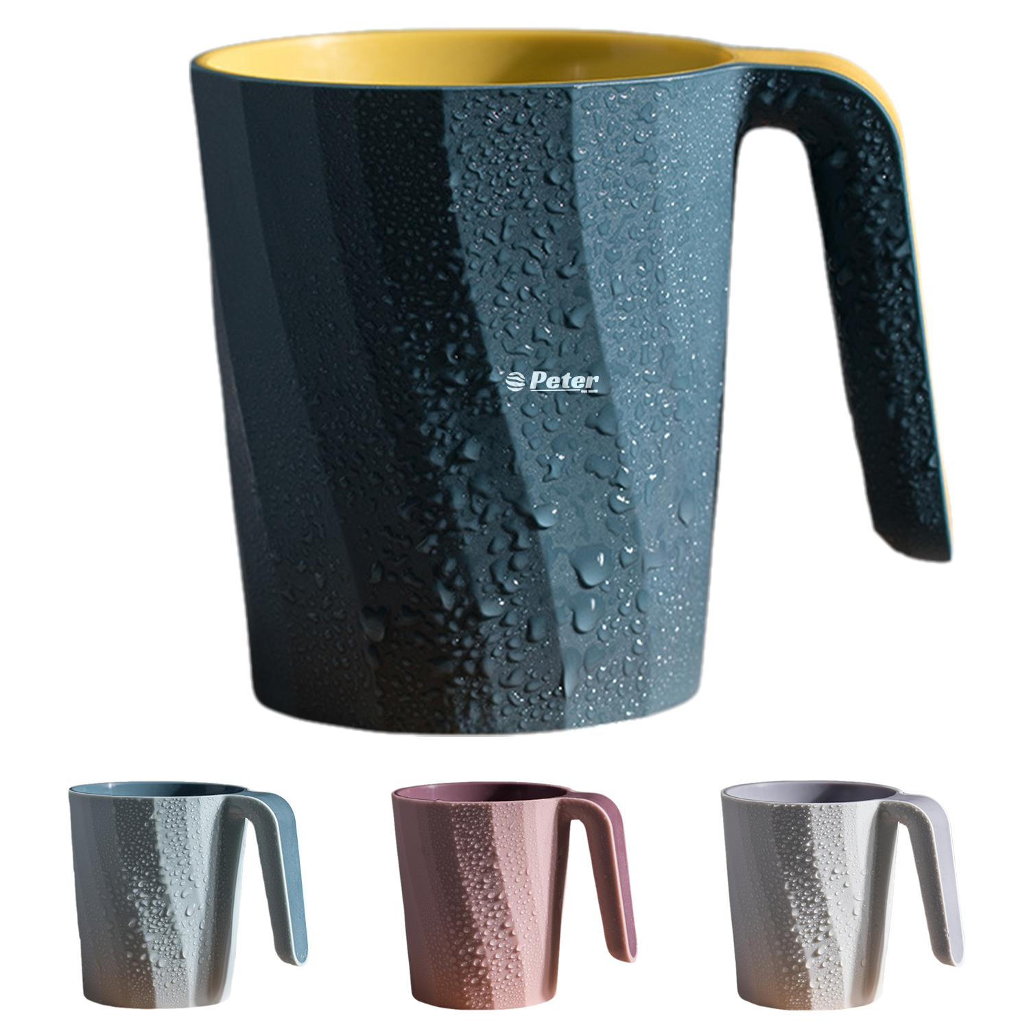 12oz Plastic Bathroom Mouthwash Cup W/ Handle