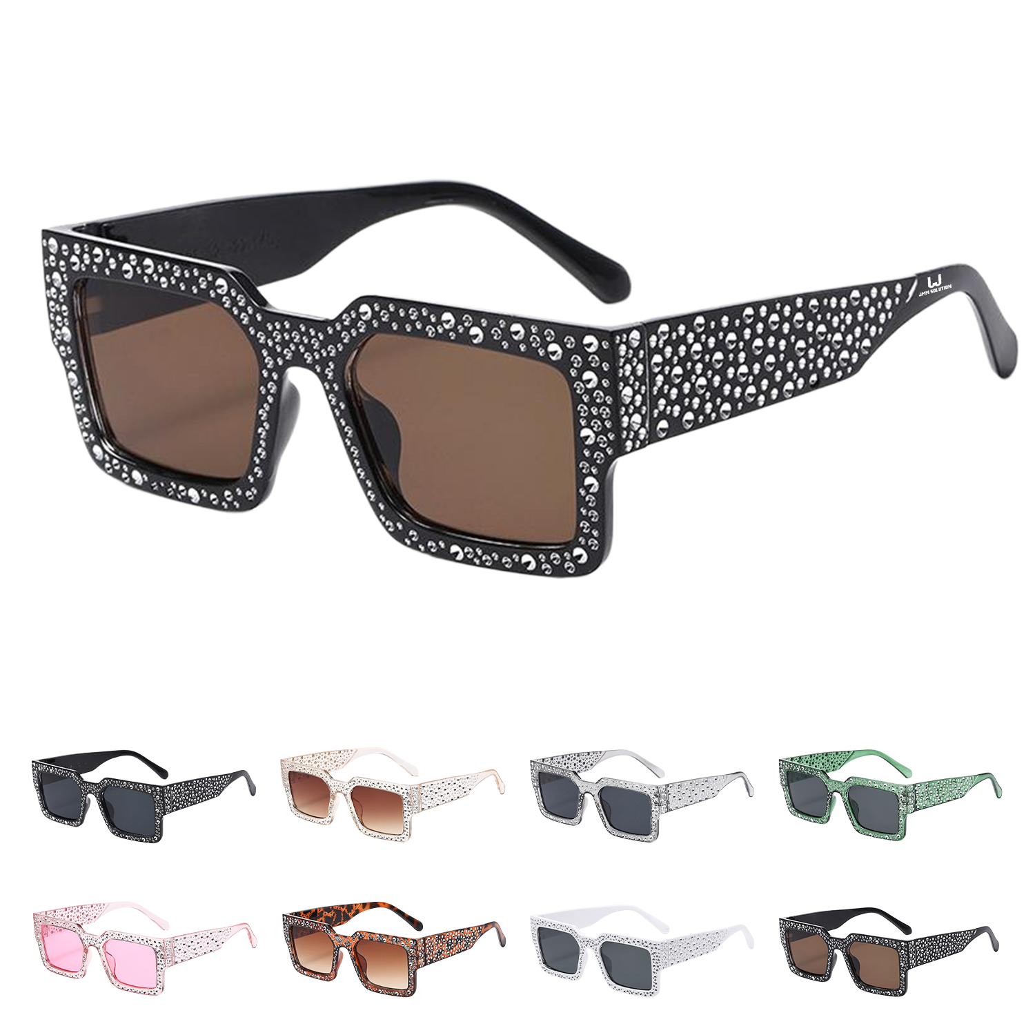 Rhinestone Square Plastic Sunglasses