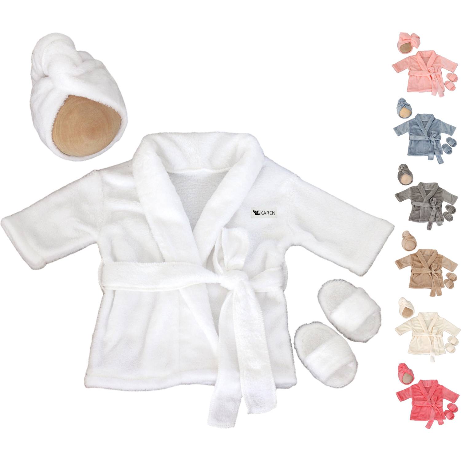 Baby Headscarf Pajamas Bathrobe Slippers Set