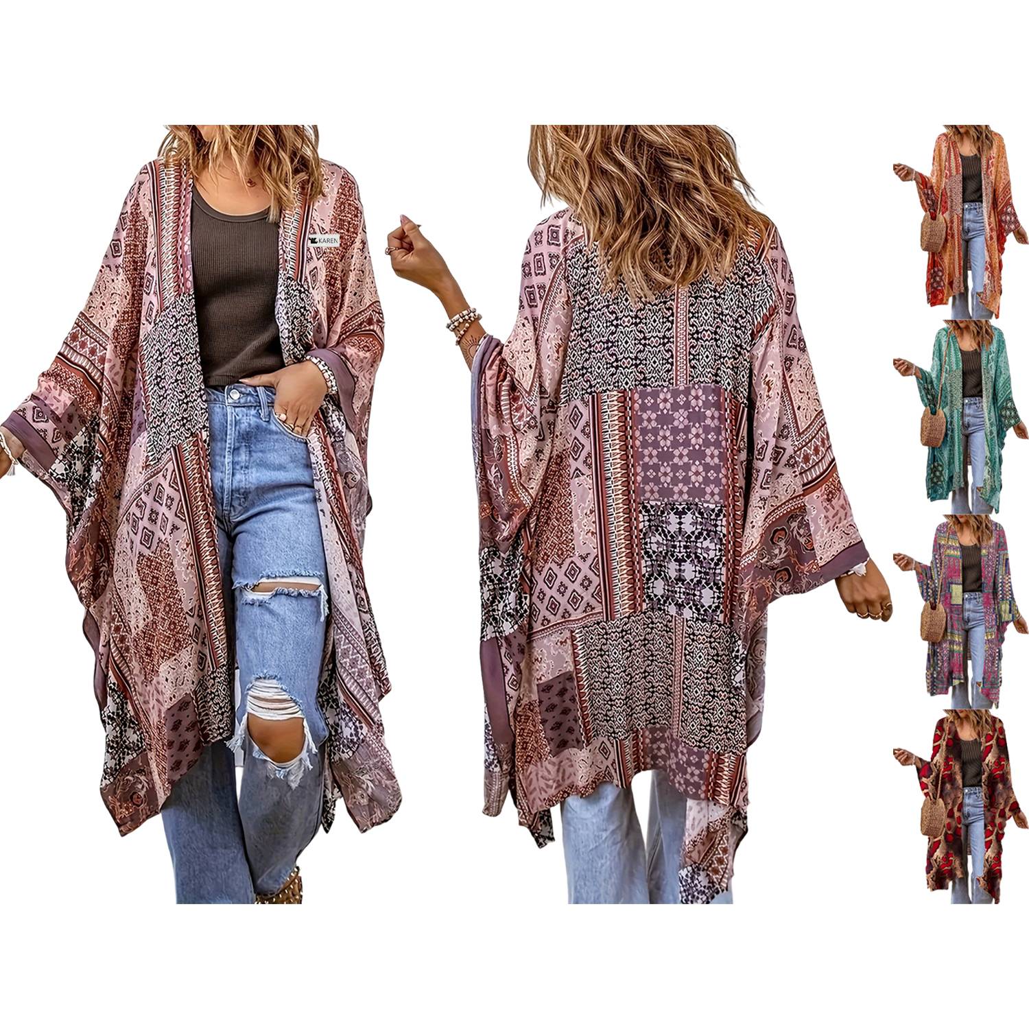 Women Lightweight Long Beach Cardigan Cover-up
