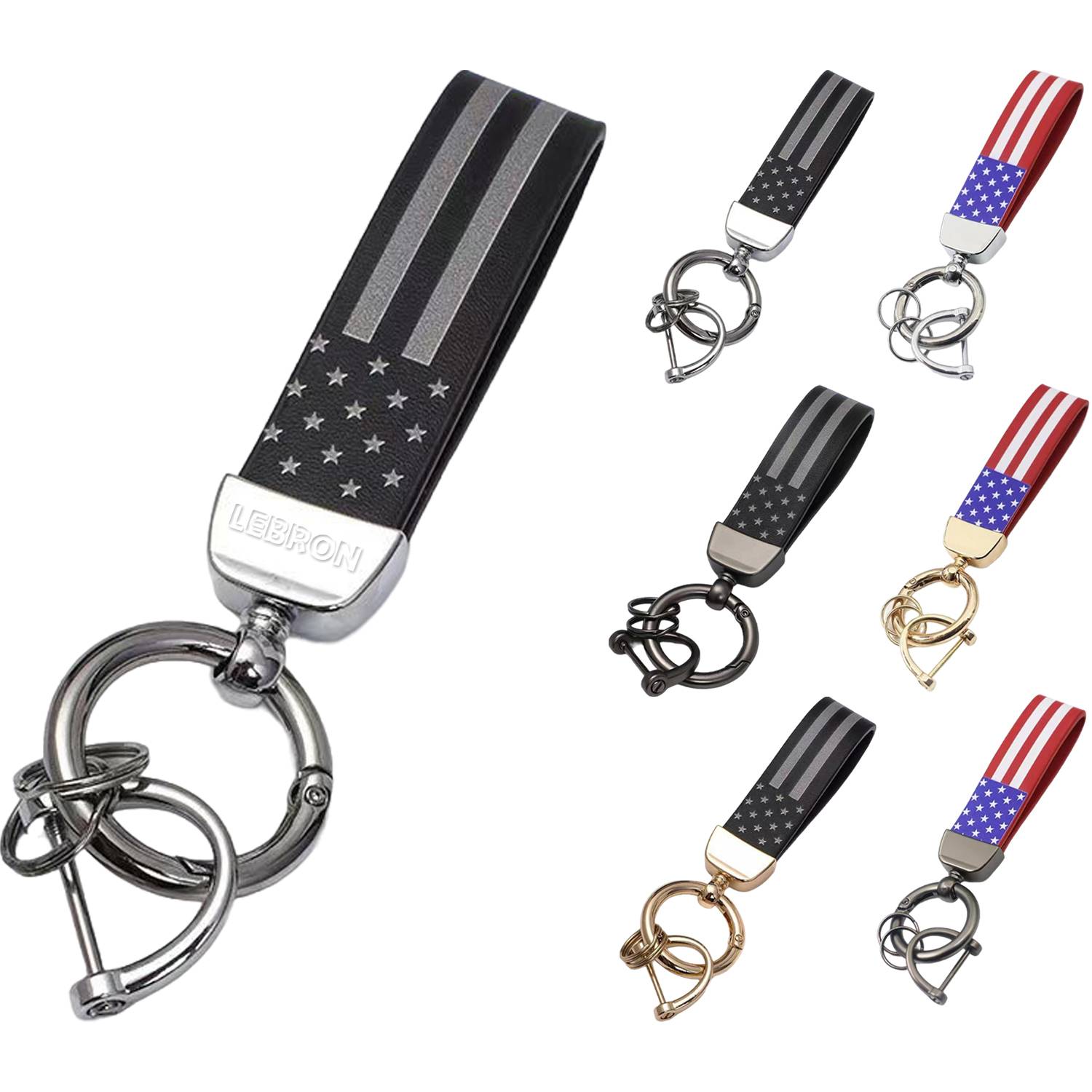 Microfiber Leather American Flag Keychain