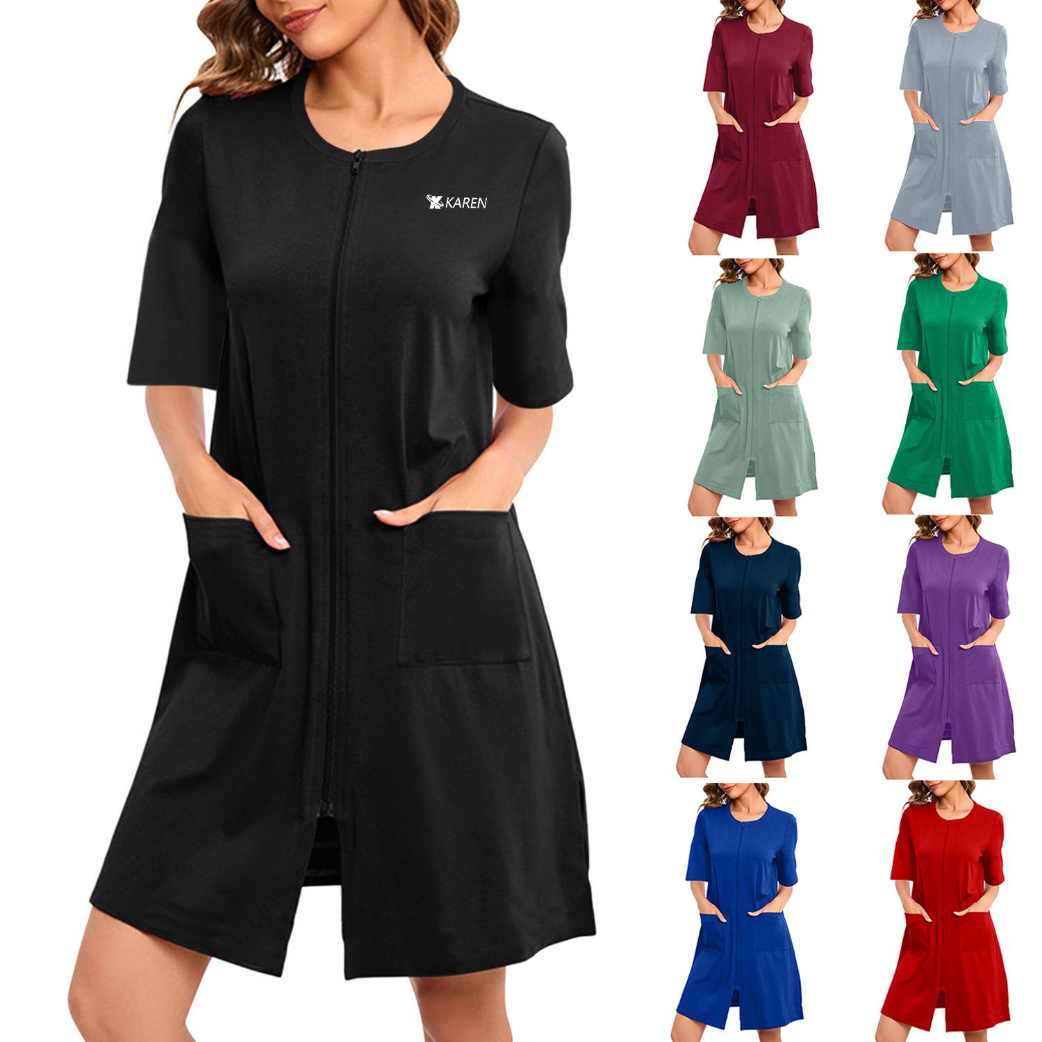 Women Summer Short Sleeve Loose Nightgown Dress - Image 4