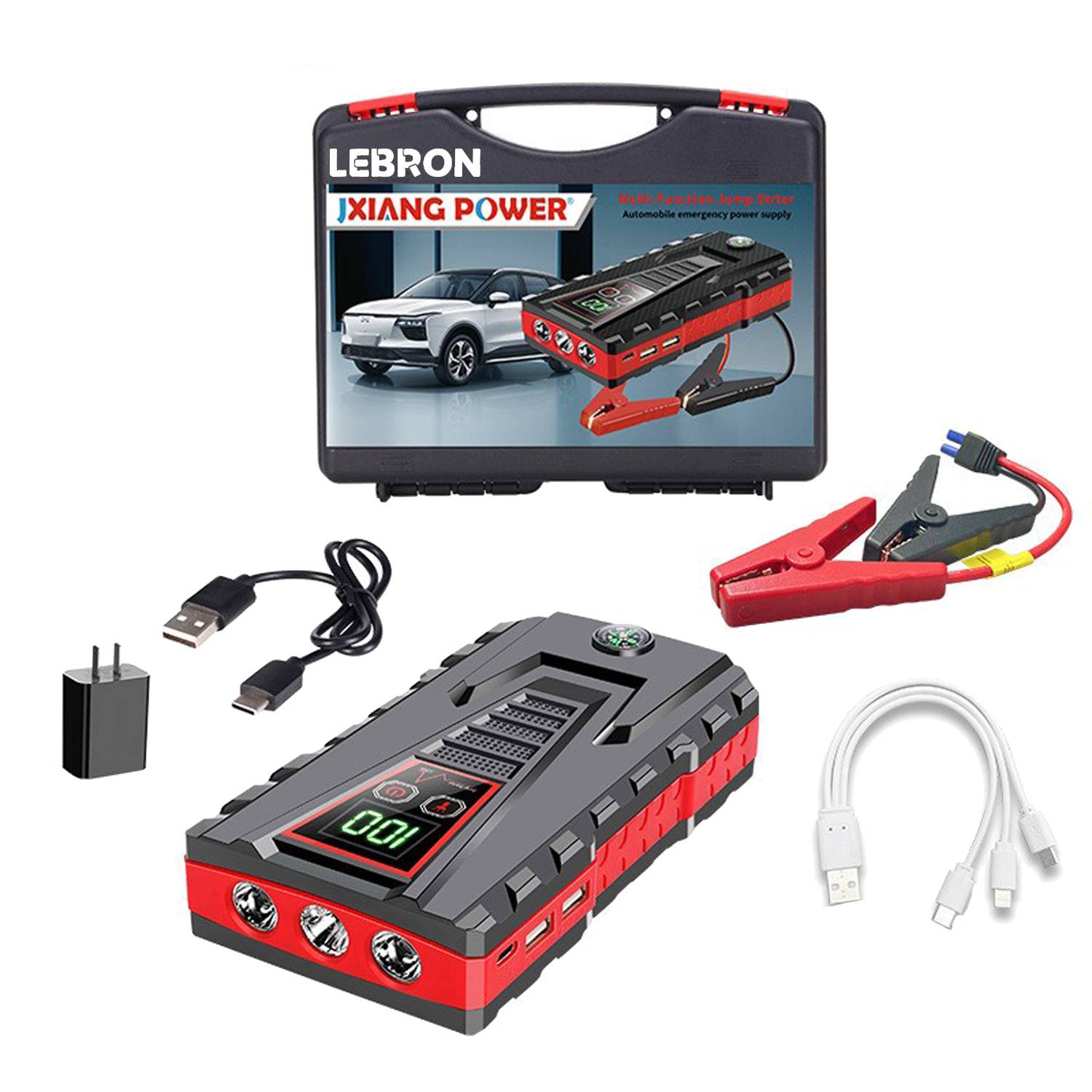 Portable Car Jump Starter Power Bank Set