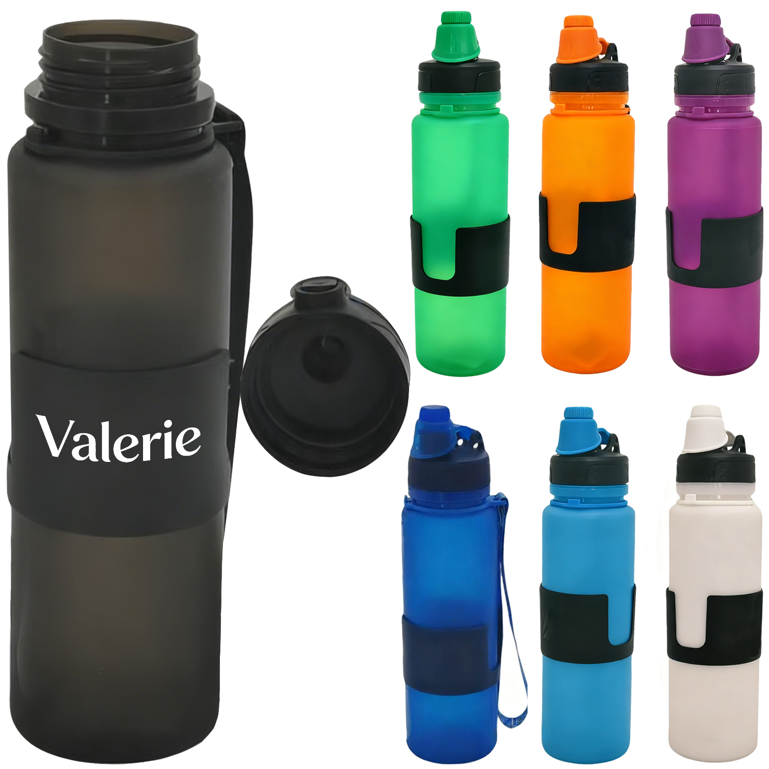 12 oz Collapsible Silicone Sports Water Bottle