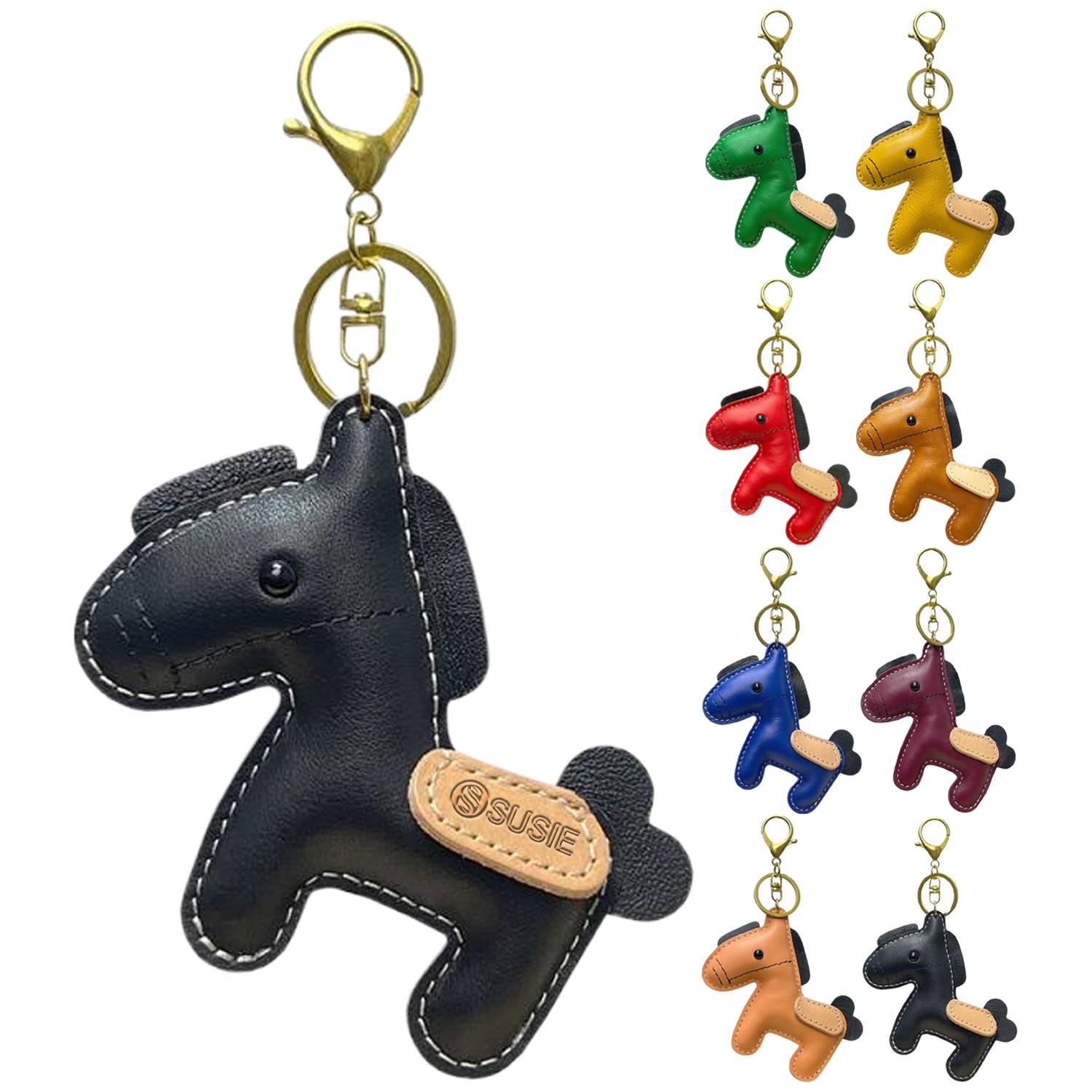 Genuine Leather Mini Horse Keychain