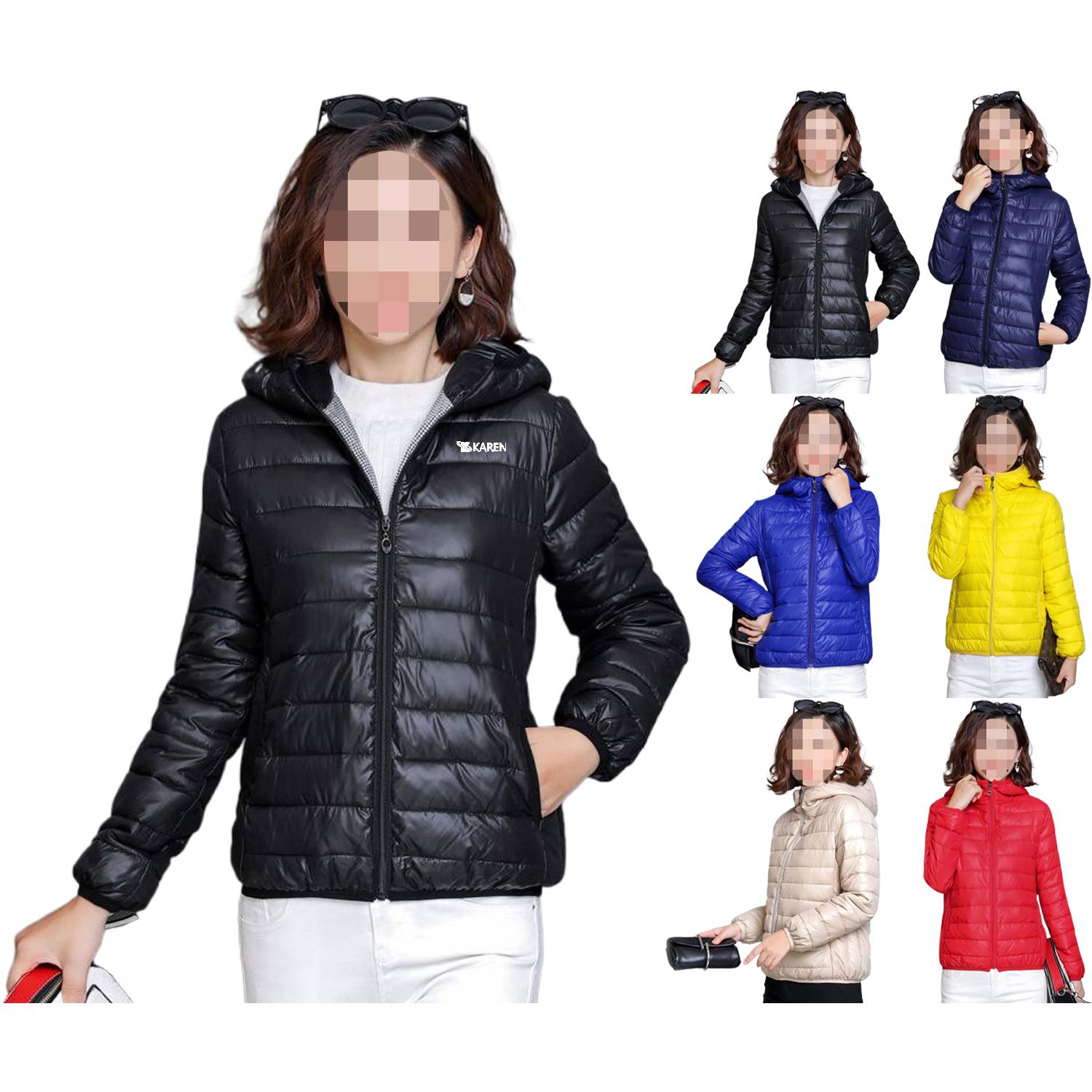 Lightweight Winter Insulated Zip-Up Hooded Jacket