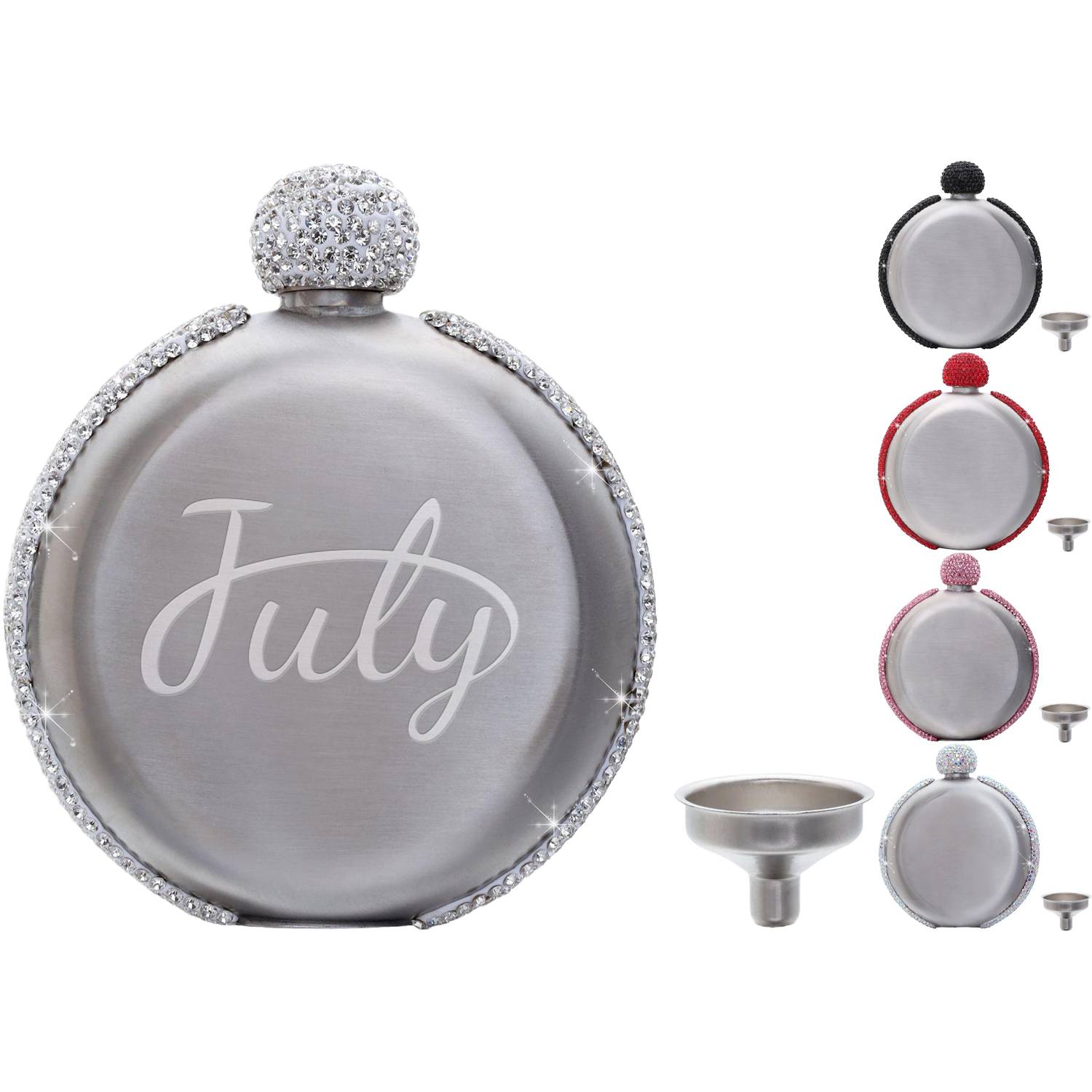 5oz Rhinestone Stainless Steel Flask w/Funnel
